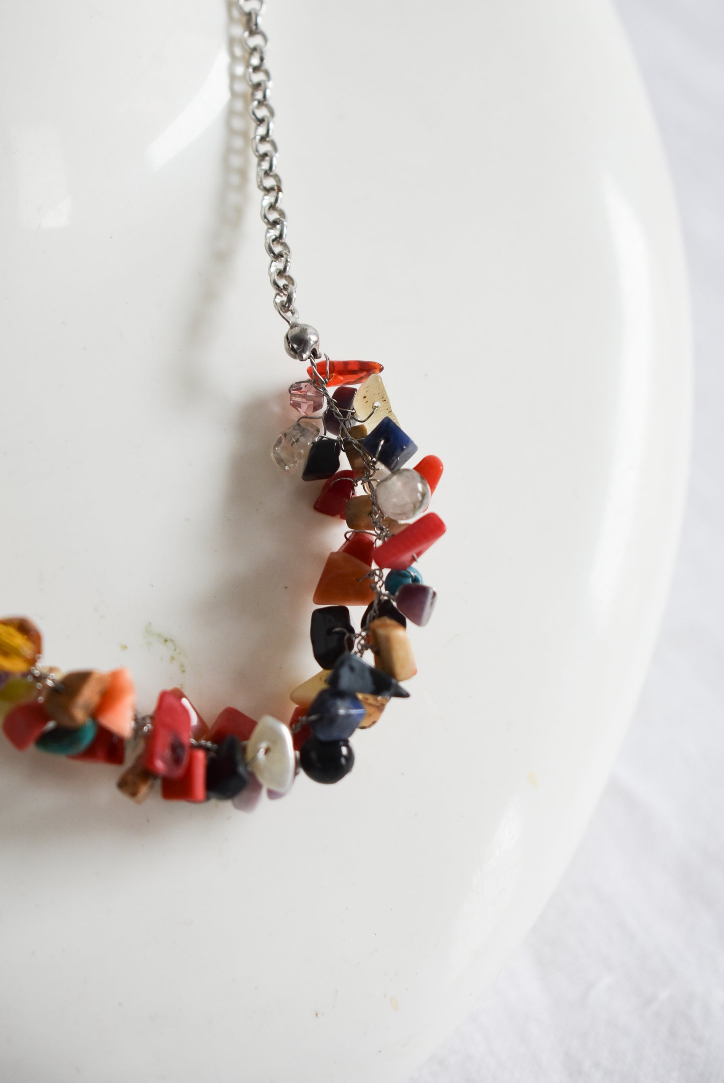 Super cute semi-precious stone cluster necklace