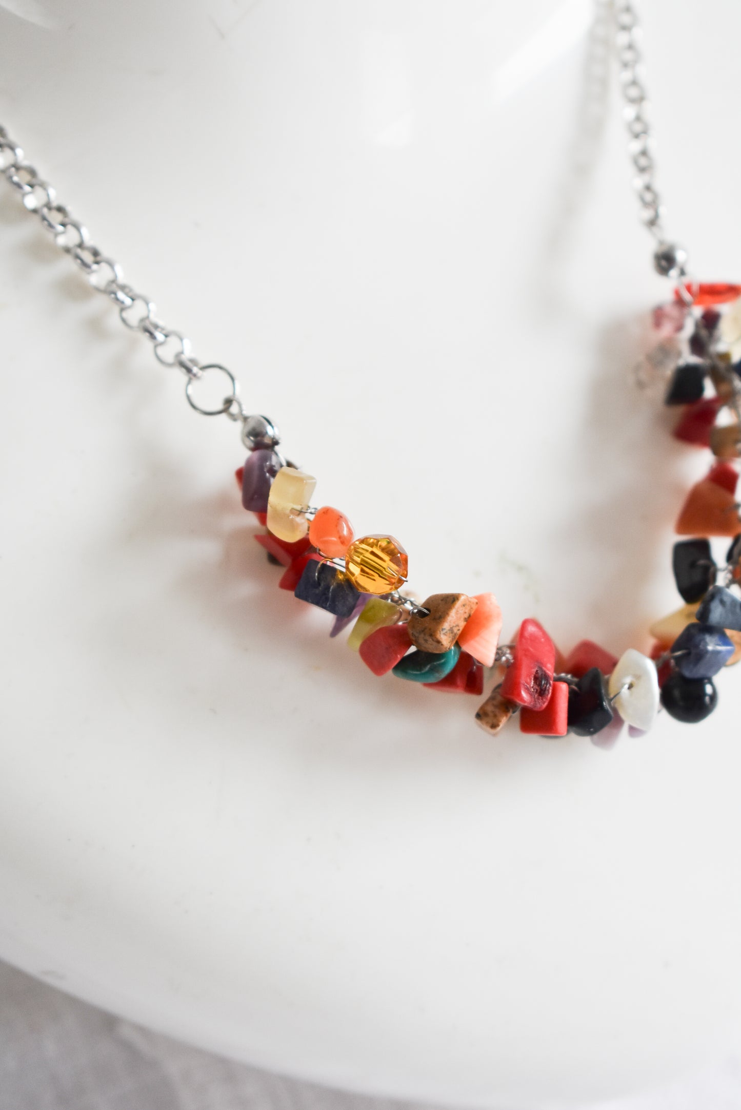 Super cute semi-precious stone cluster necklace