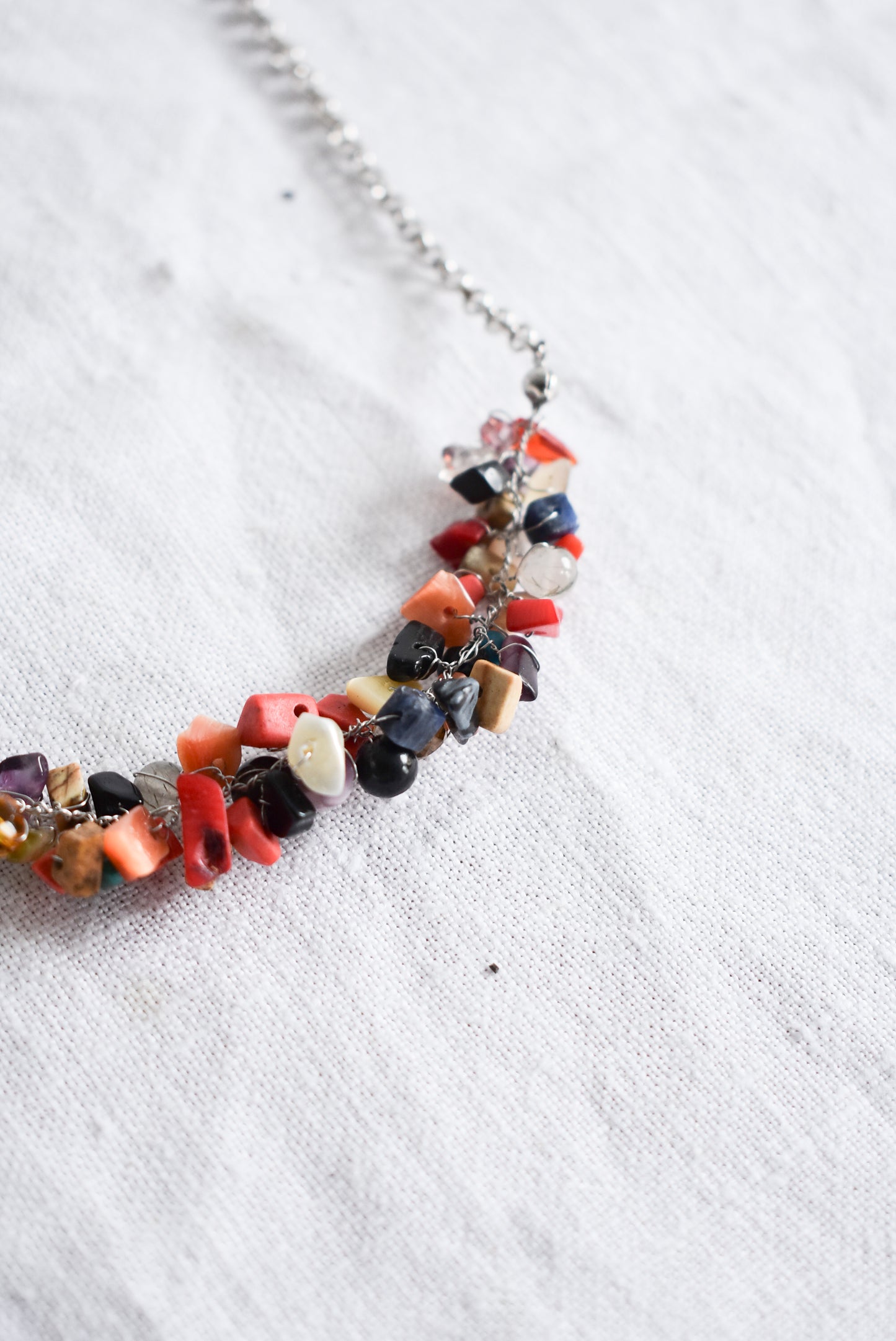 Super cute semi-precious stone cluster necklace