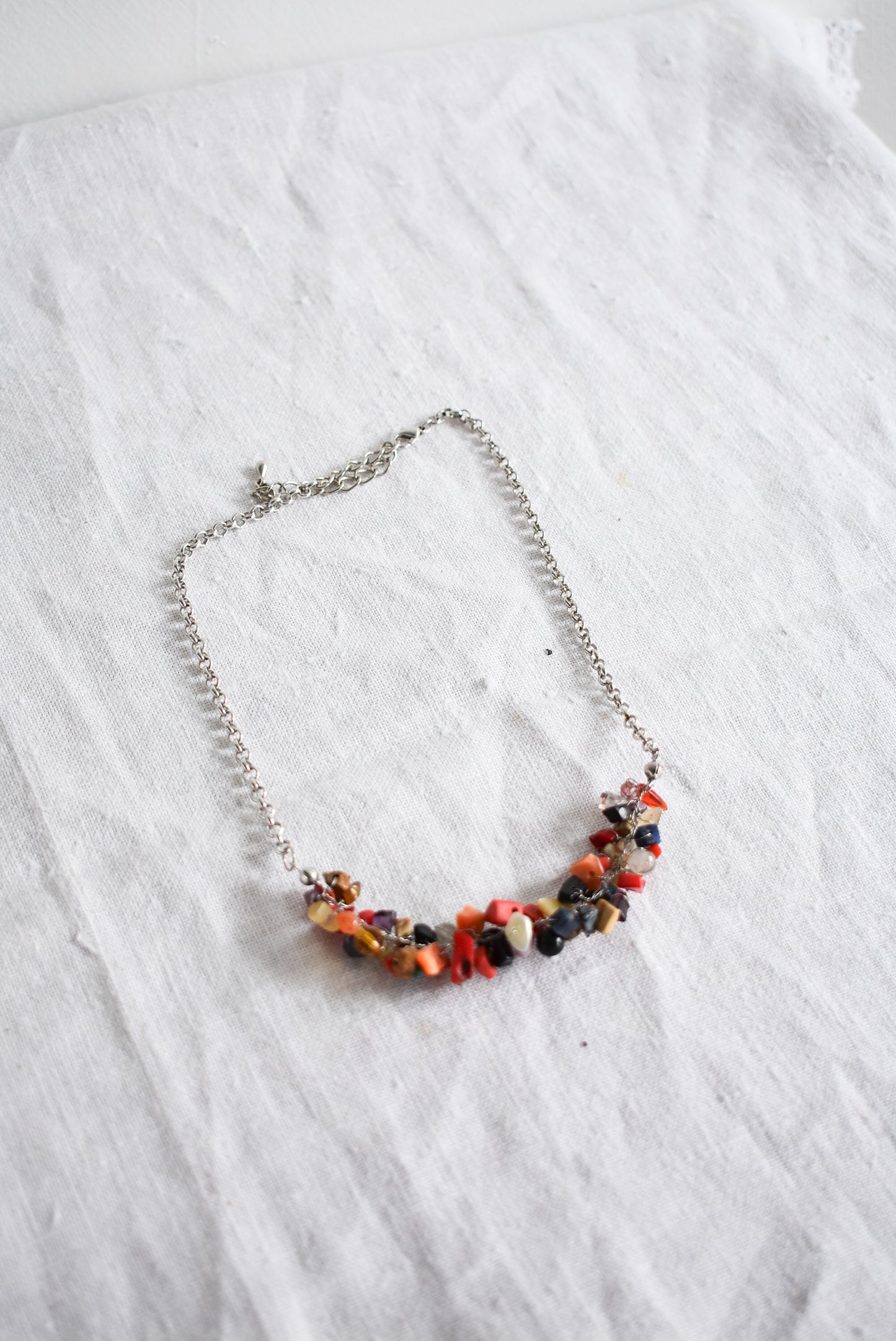 Super cute semi-precious stone cluster necklace