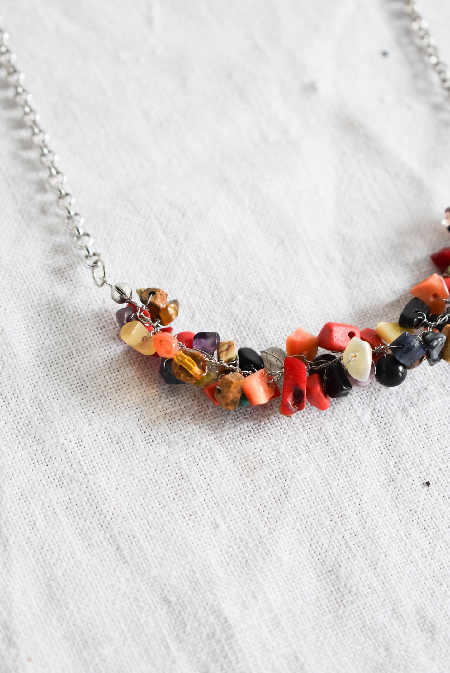 Super cute semi-precious stone cluster necklace