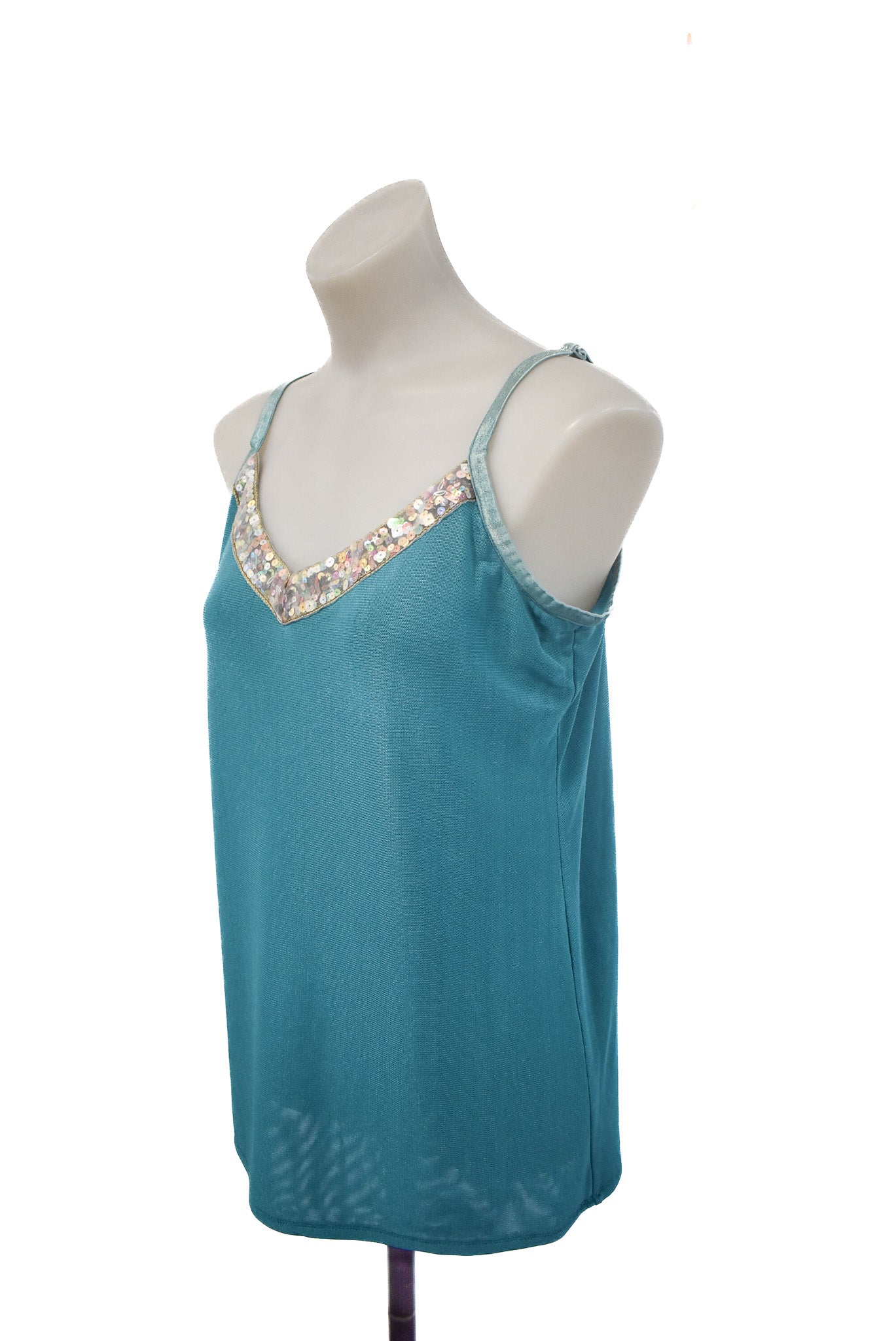 JUO Glamour blue sequined mesh top, 16