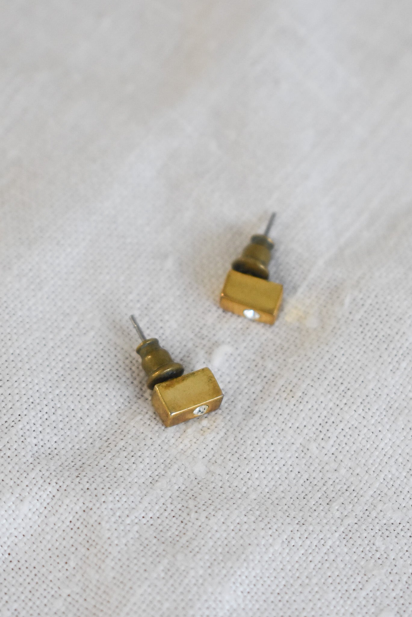 Golden cuboid stud earrings