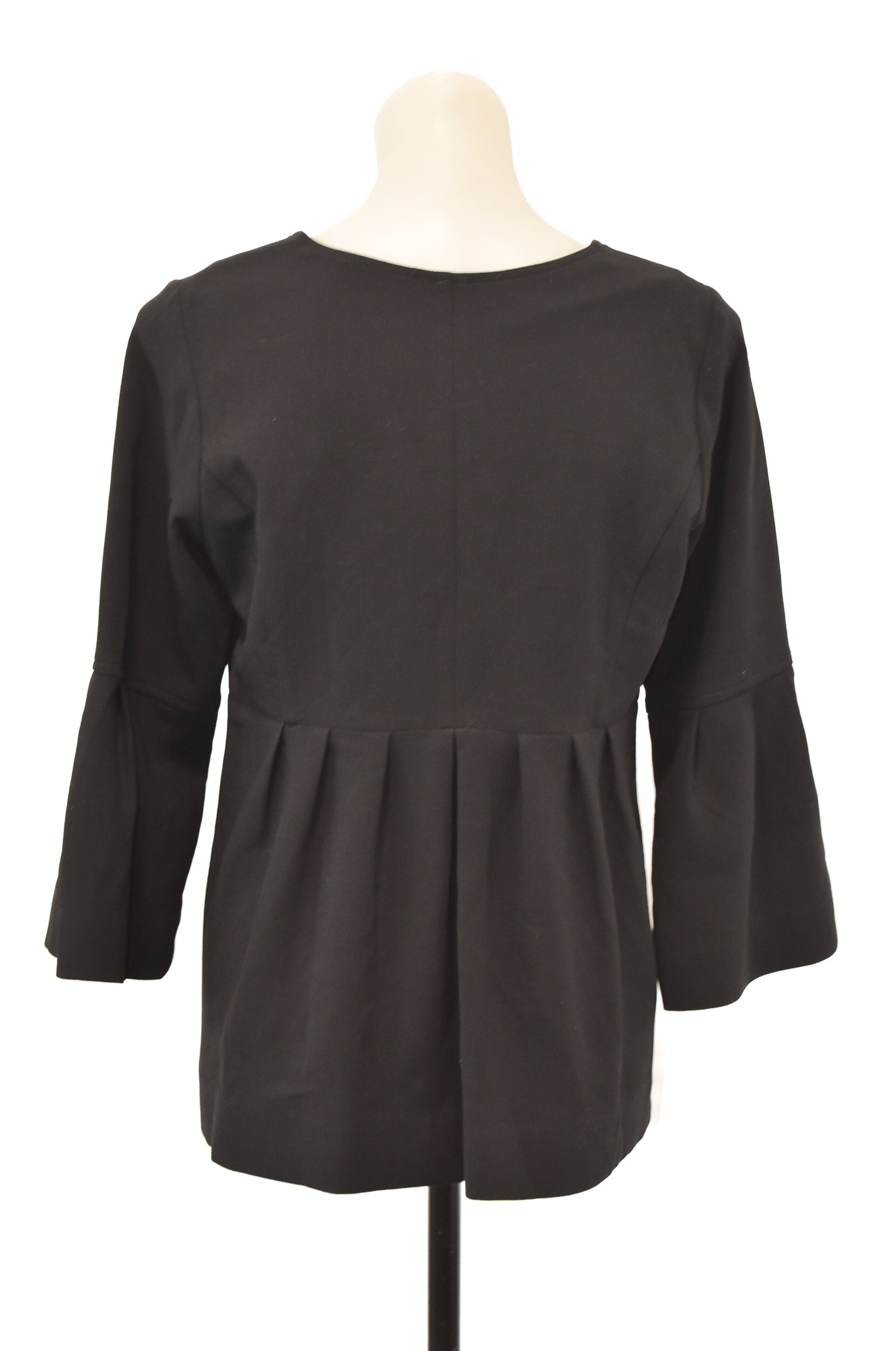 Jane Daniels black long-sleeved button down peplum blouse, 8