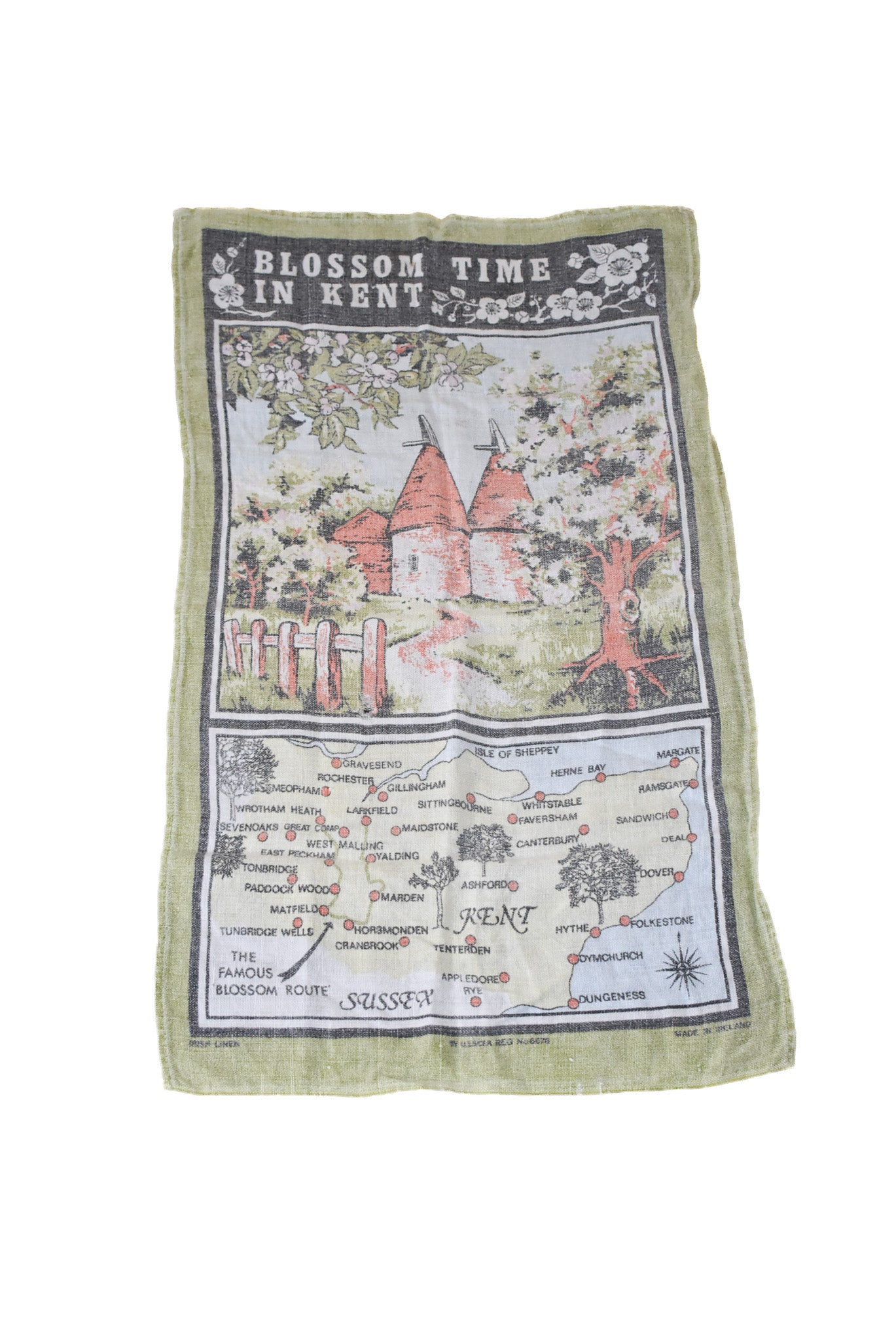 Blossom time in Kent tea towel