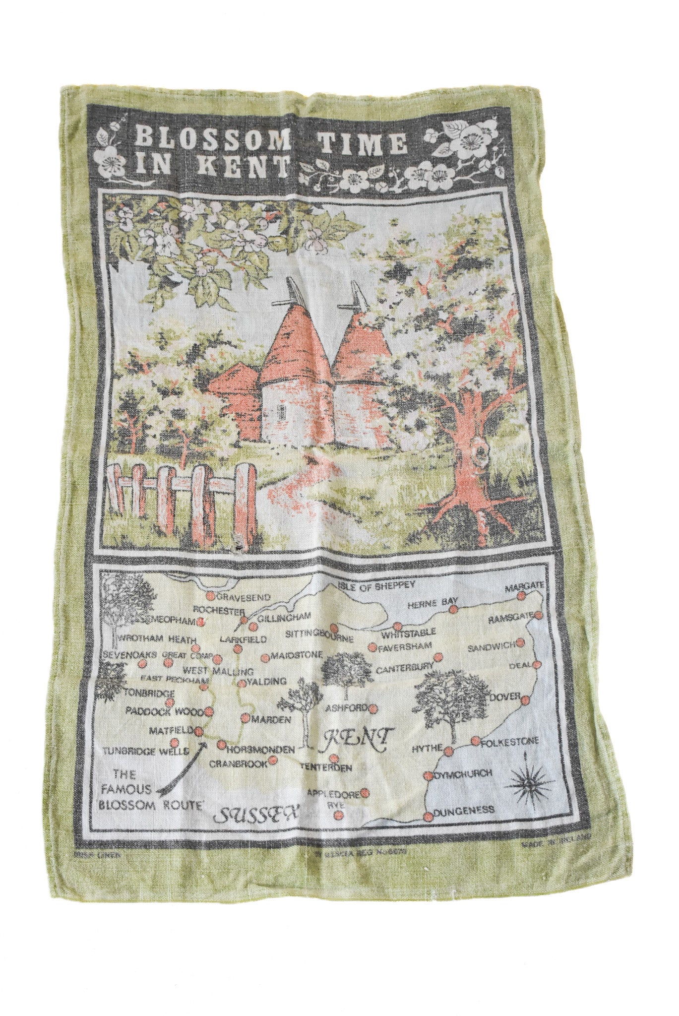 Blossom time in Kent tea towel