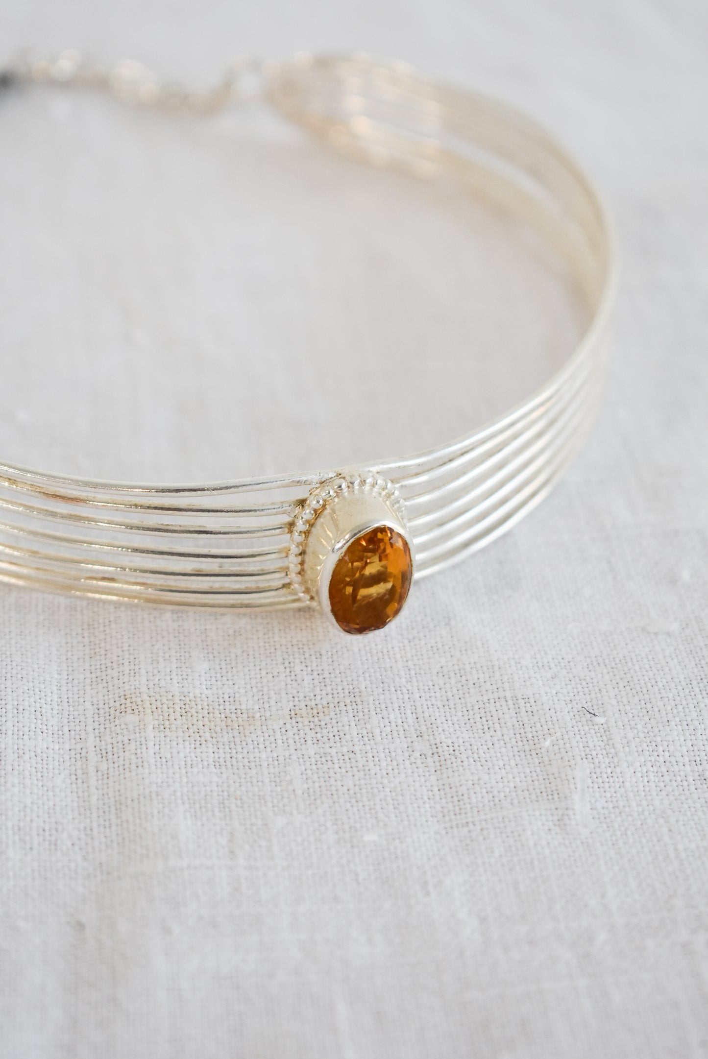 Sterling silver citrine choker necklace