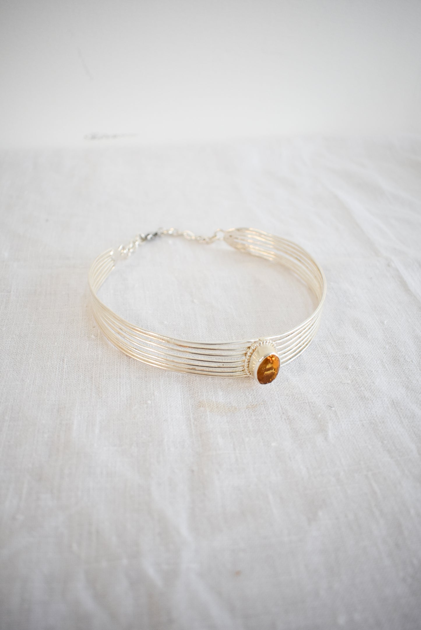 Sterling silver citrine choker necklace