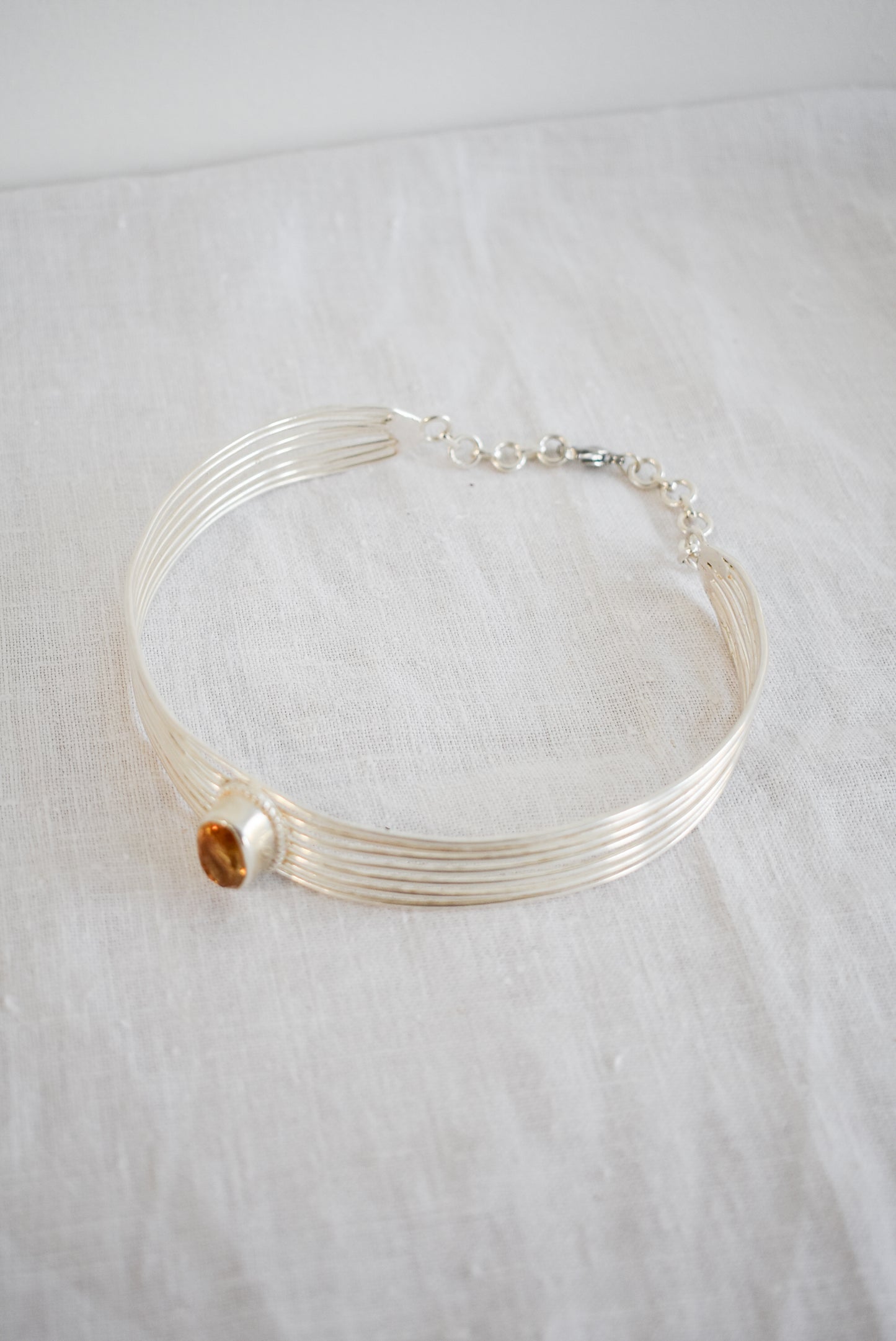 Sterling silver citrine choker necklace