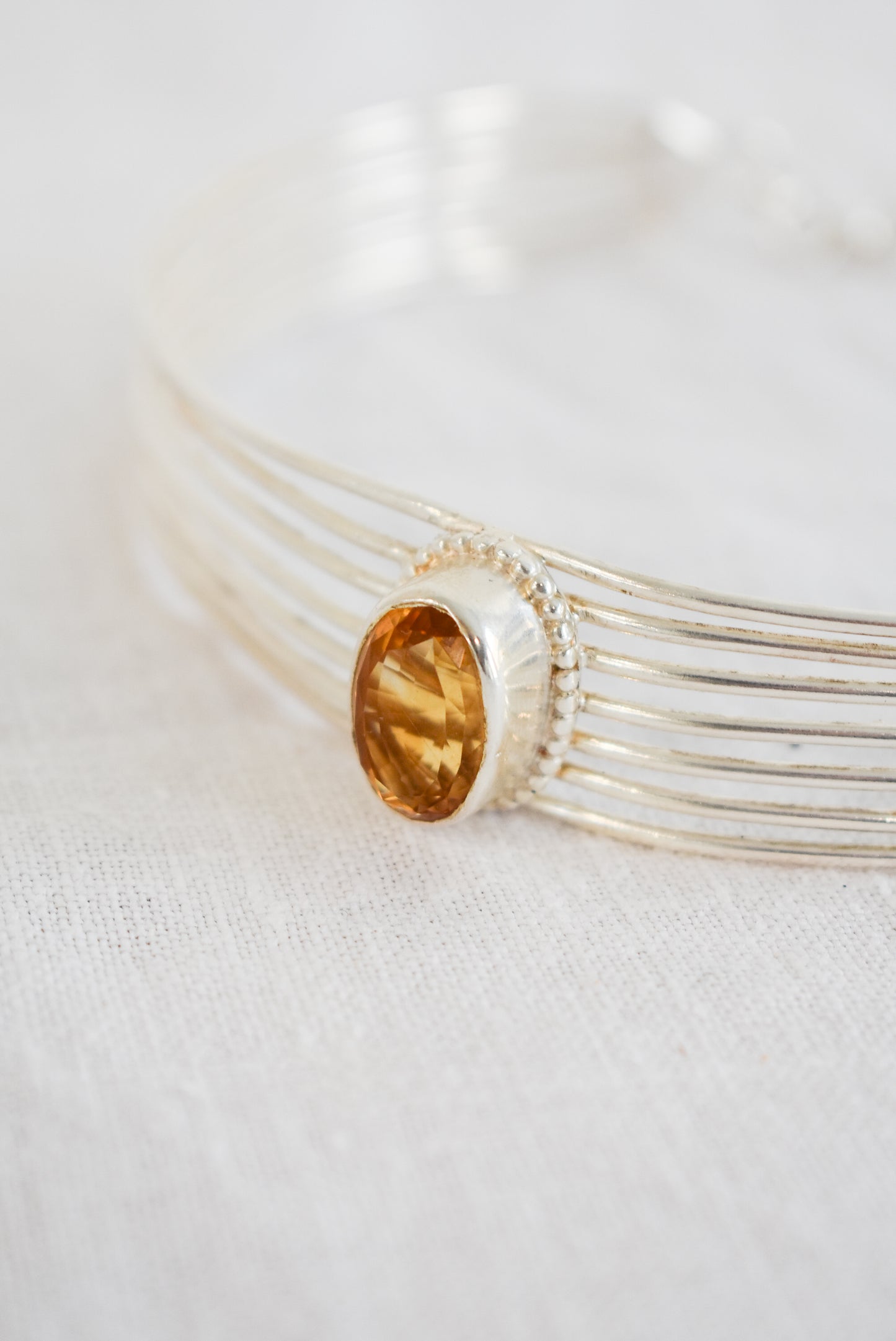 Sterling silver citrine choker necklace