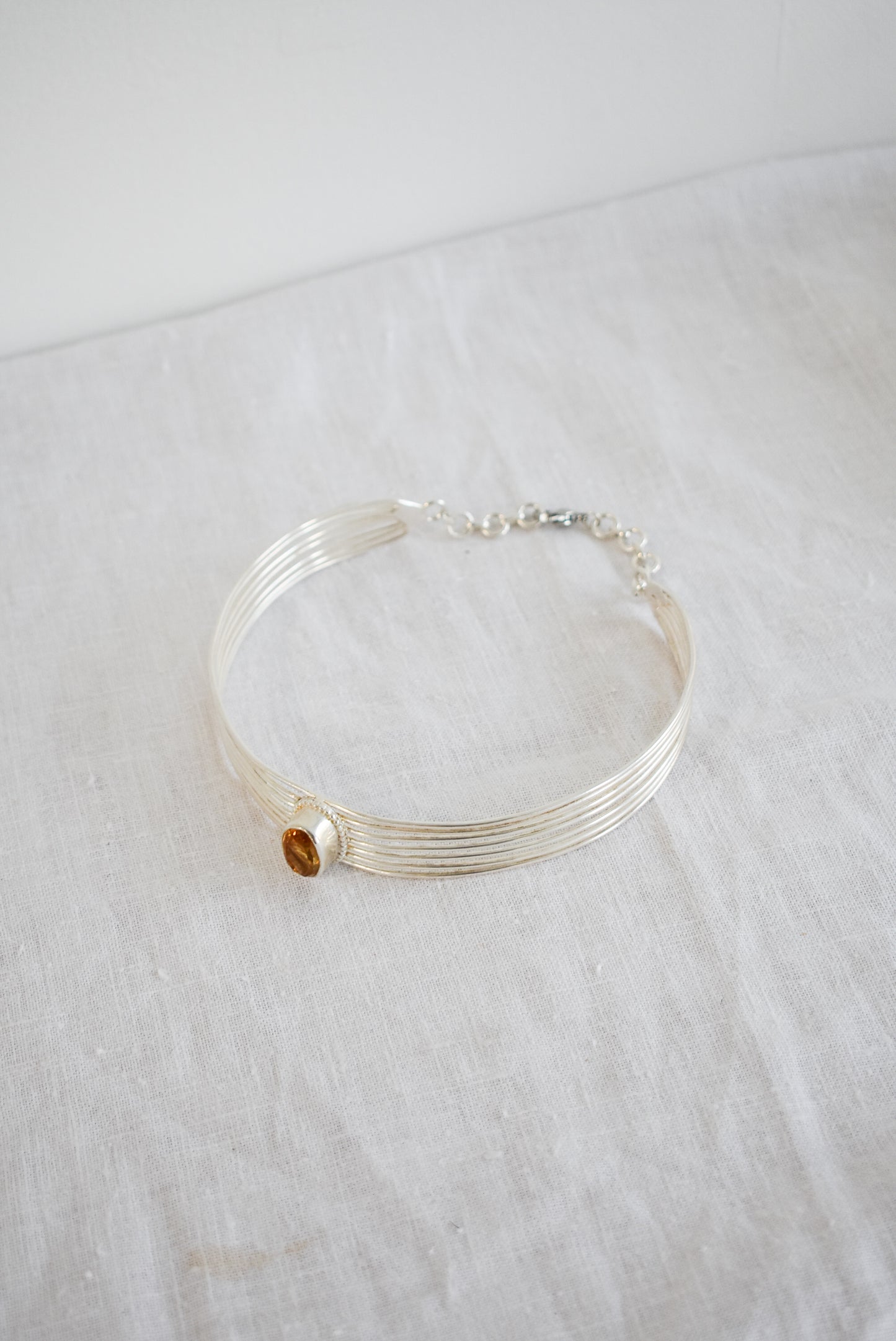 Sterling silver citrine choker necklace