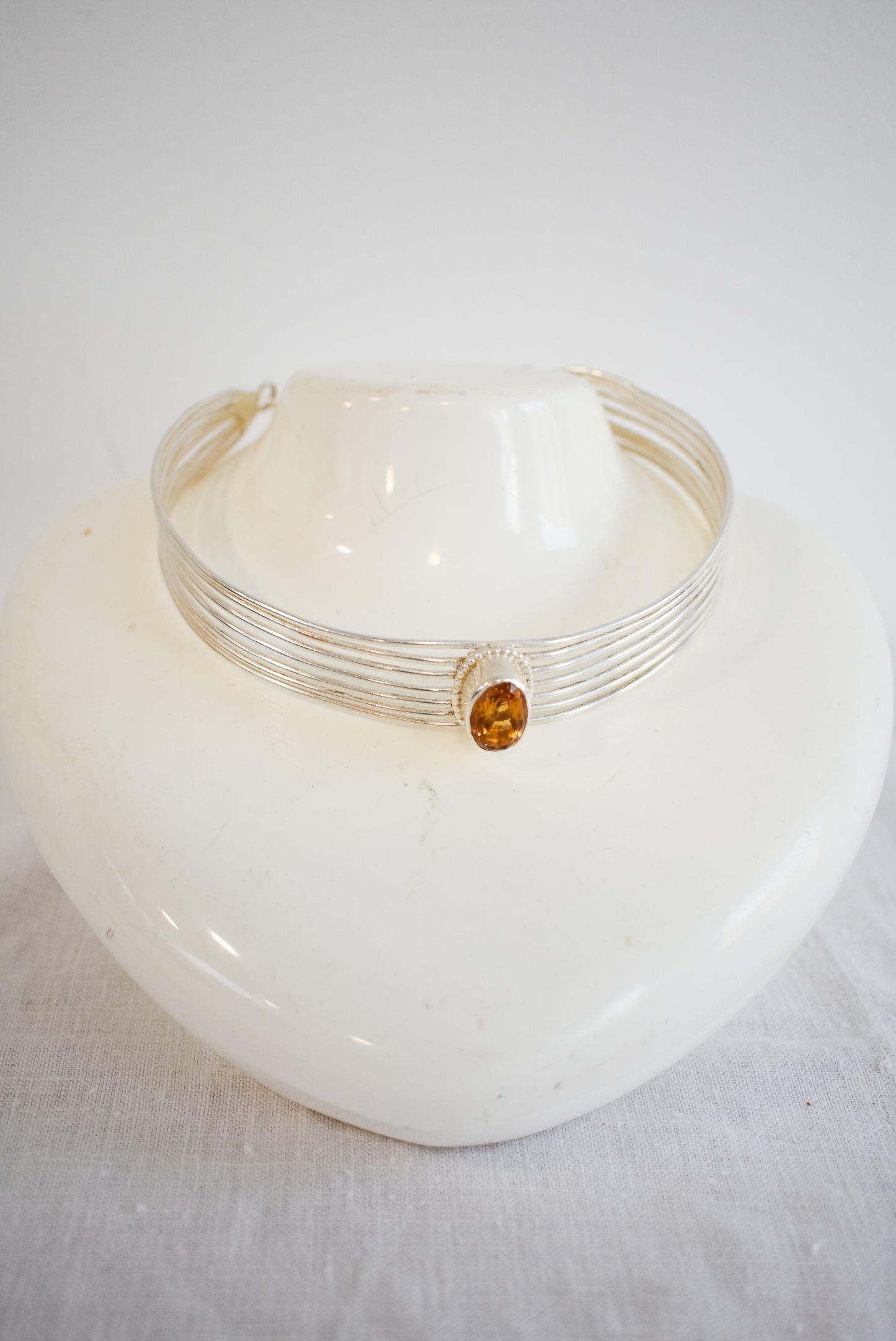 Sterling silver citrine choker necklace