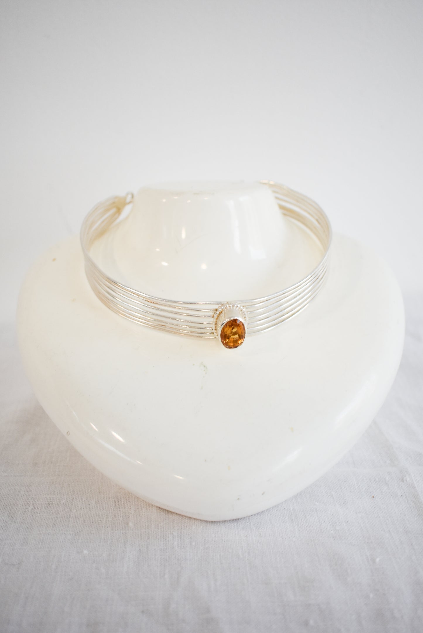 Sterling silver citrine choker necklace