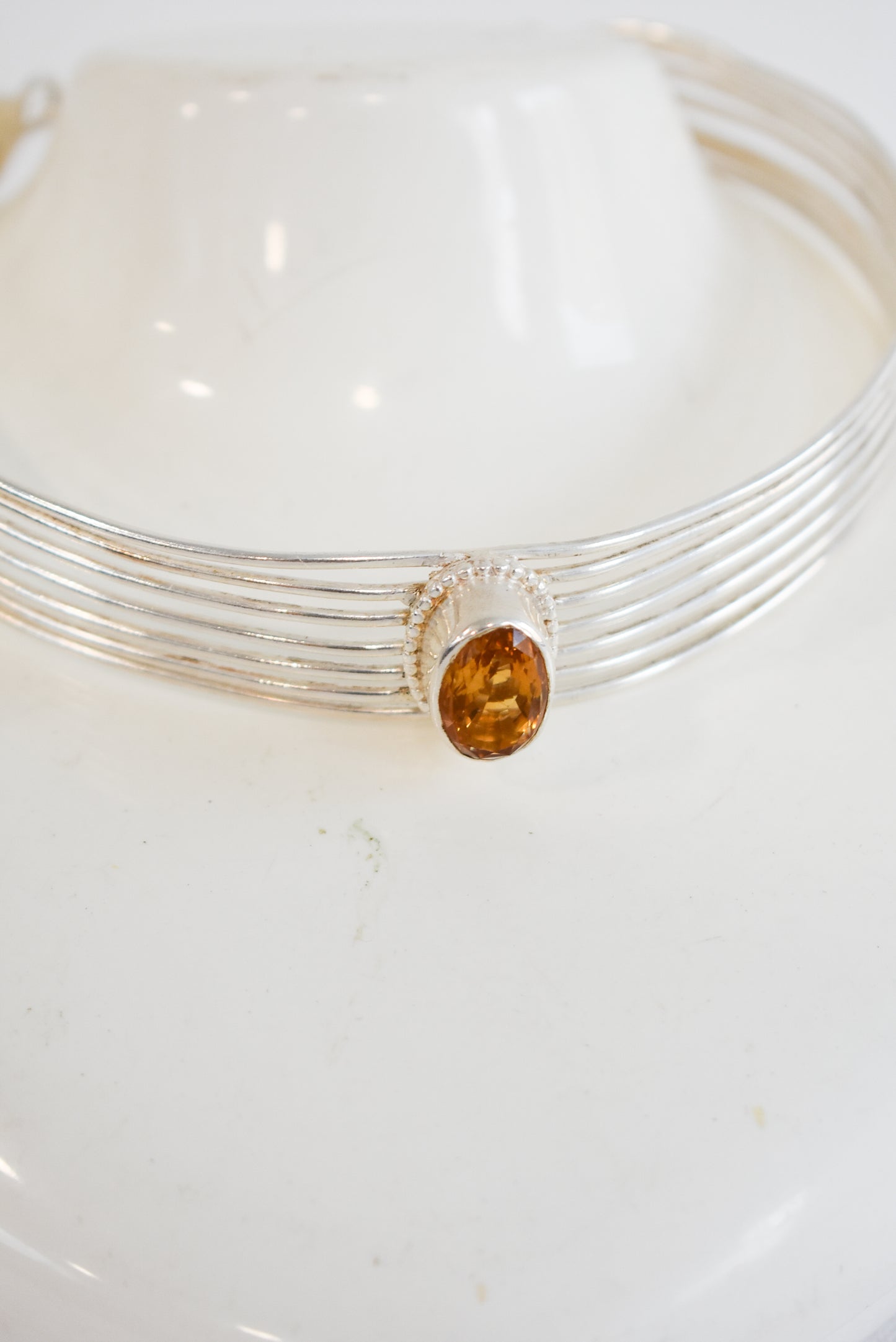 Sterling silver citrine choker necklace