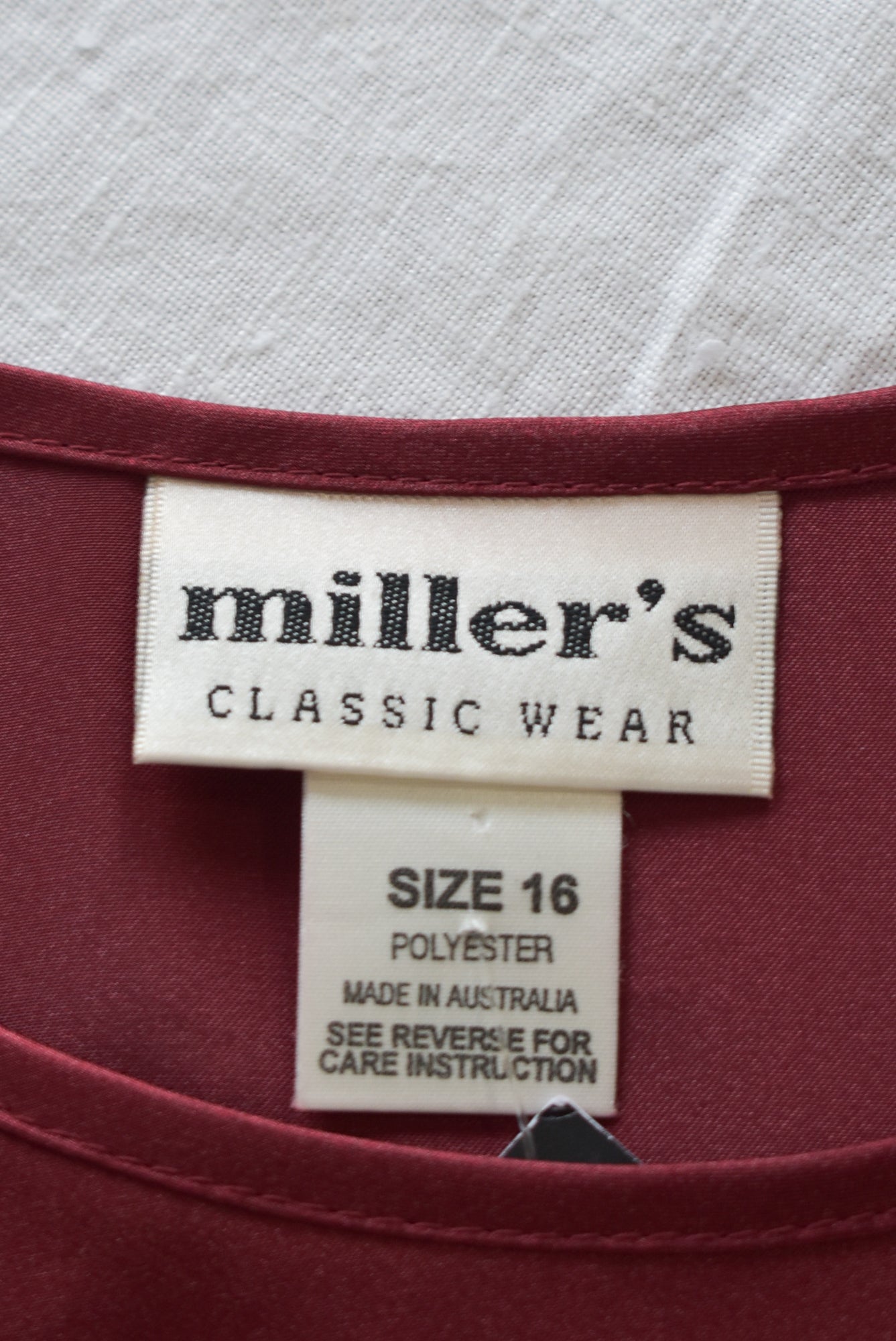 Millers Classic Wear burgundy singlet, 16