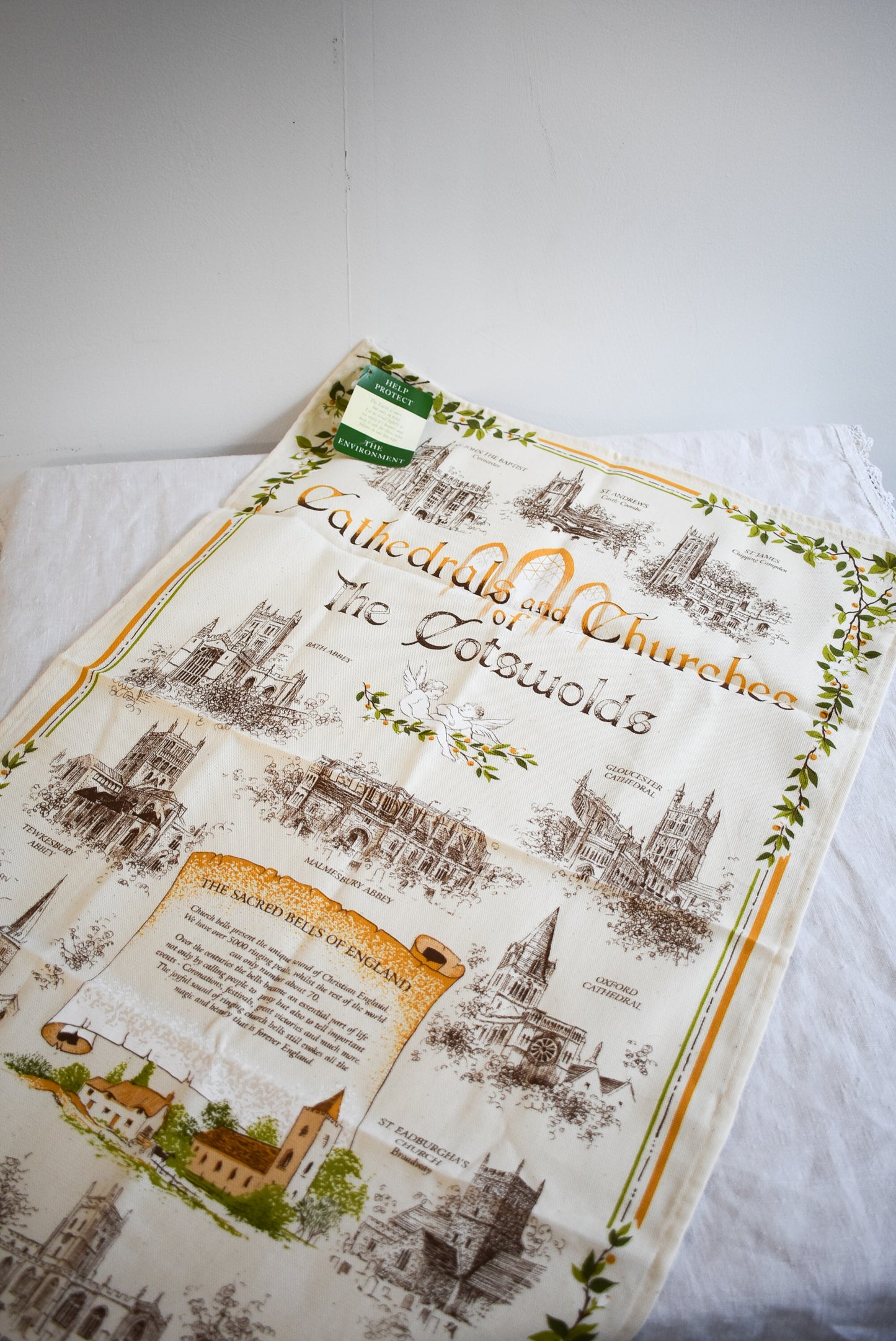 Gorgeous "Cathedrals & Churches of the Cotswold's" cotton tea towel