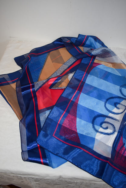 Funky red + blue art deco tie