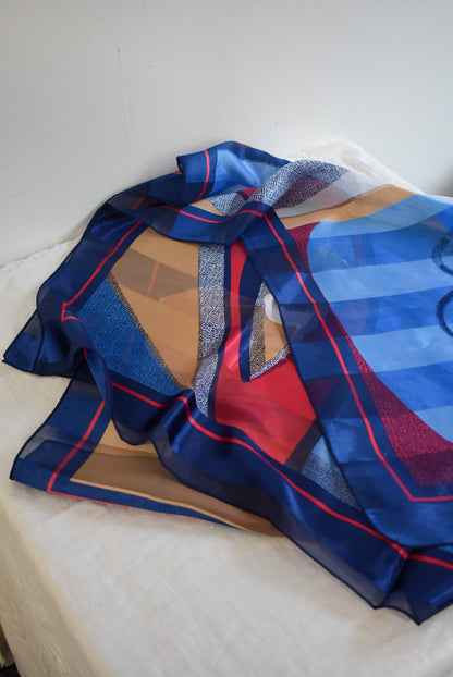 Funky red + blue art deco tie