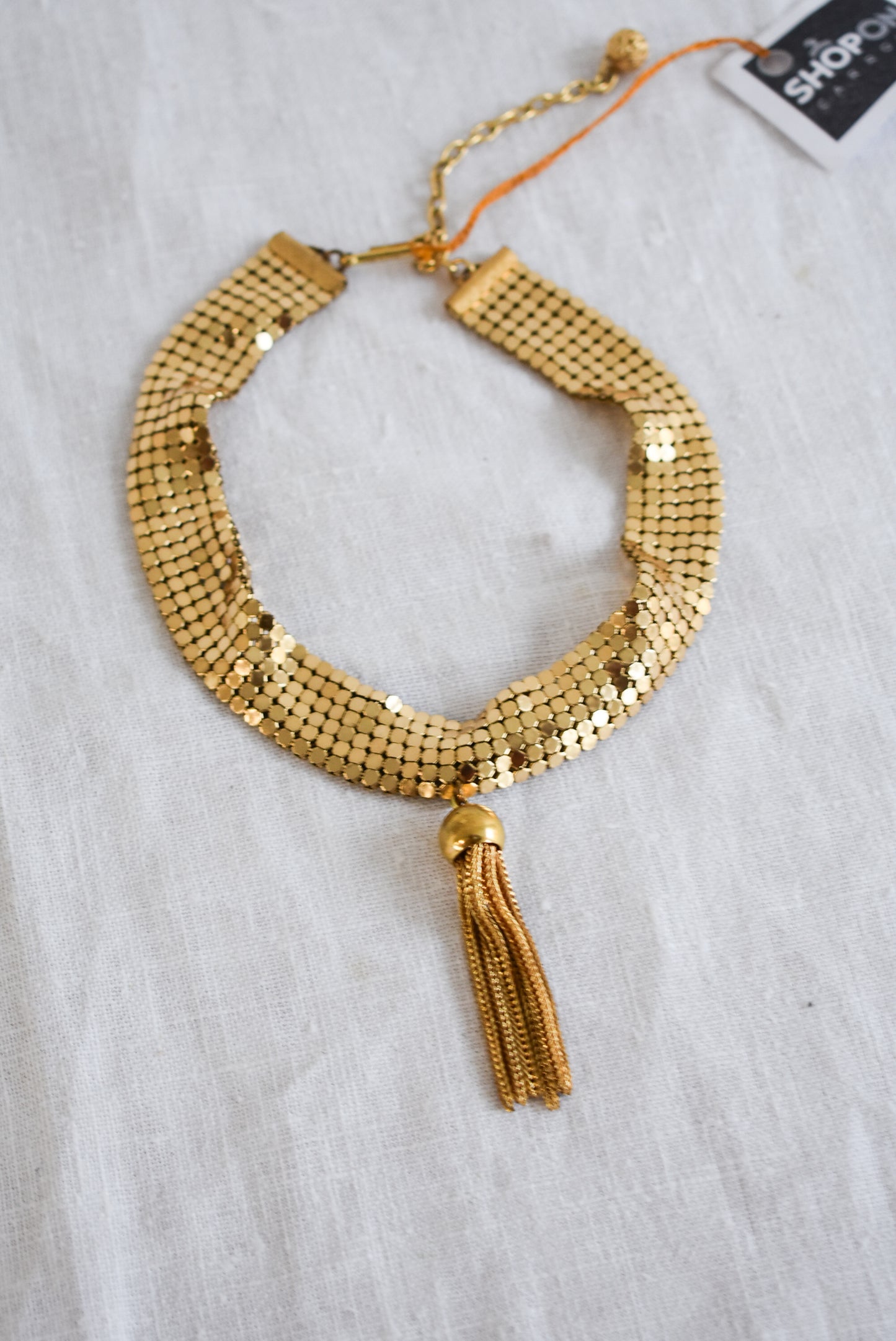 Costume gold collar with tassel