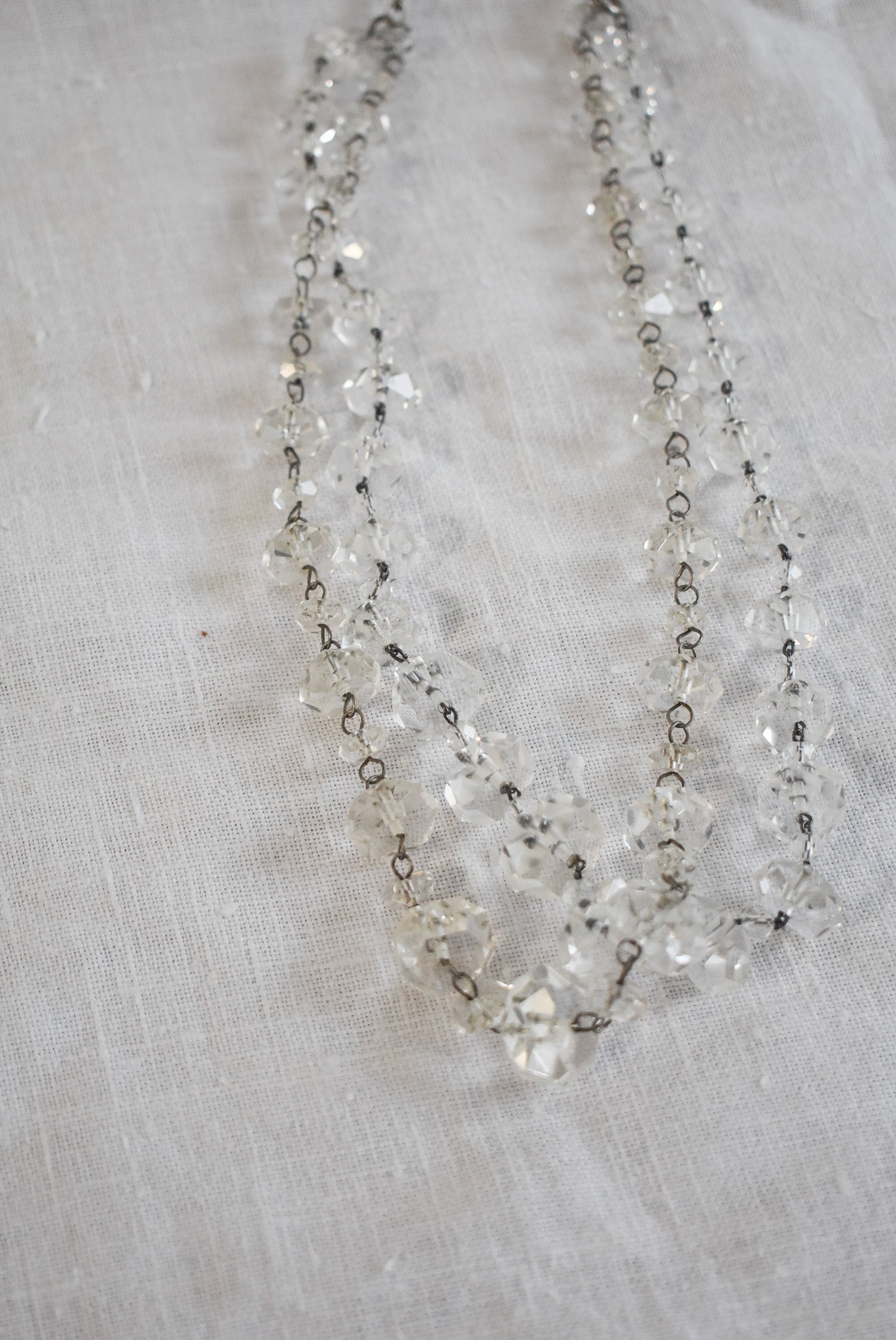 Retro faceted glass rondelle bead necklace