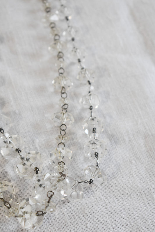 Retro faceted glass rondelle bead necklace