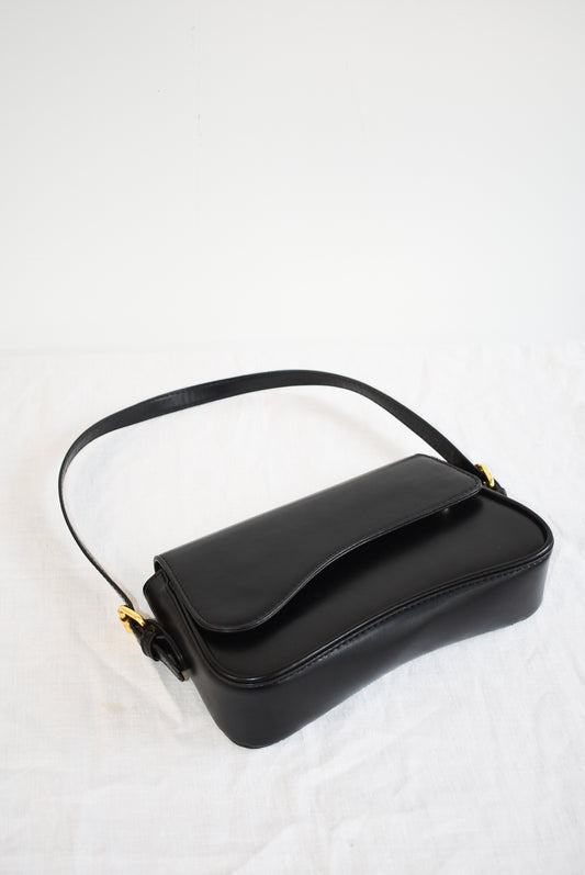 Super cute faux leather black evening bag