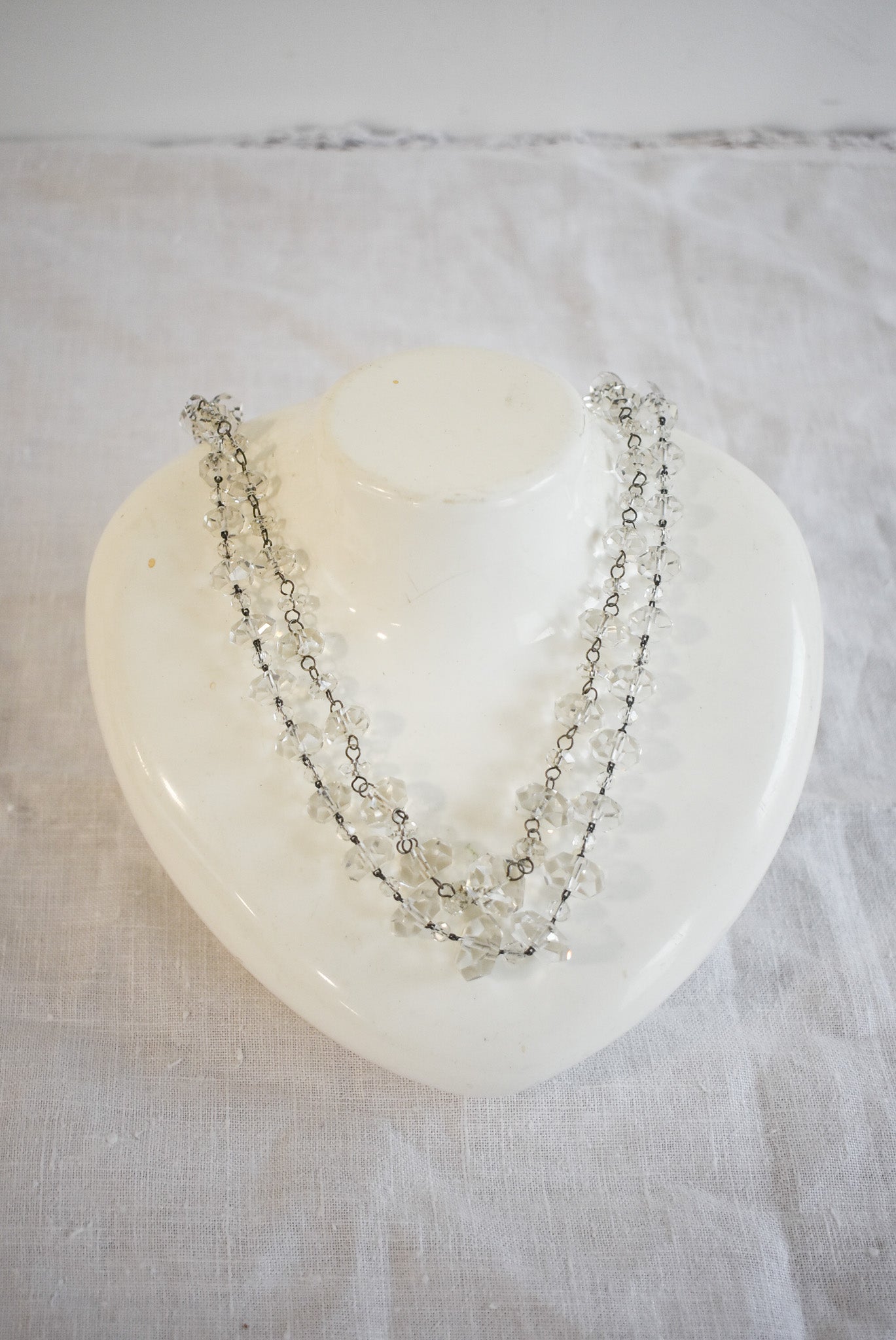 Retro faceted glass rondelle bead necklace