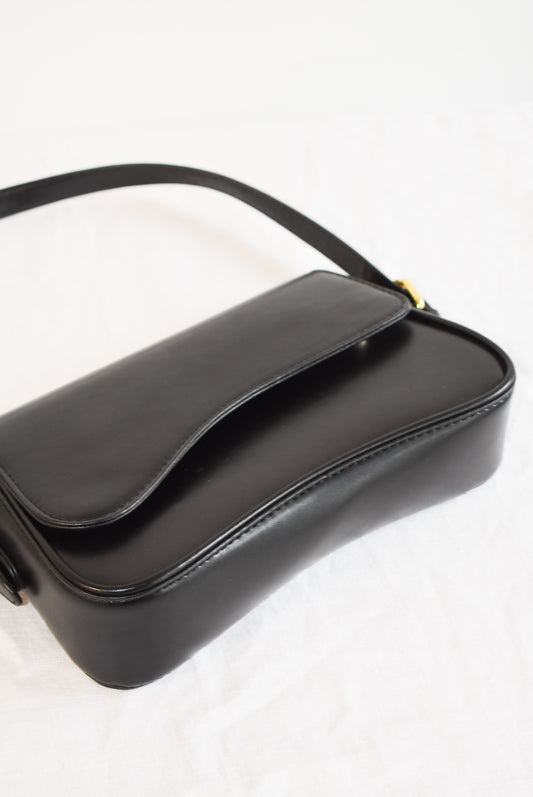 Super cute faux leather black evening bag