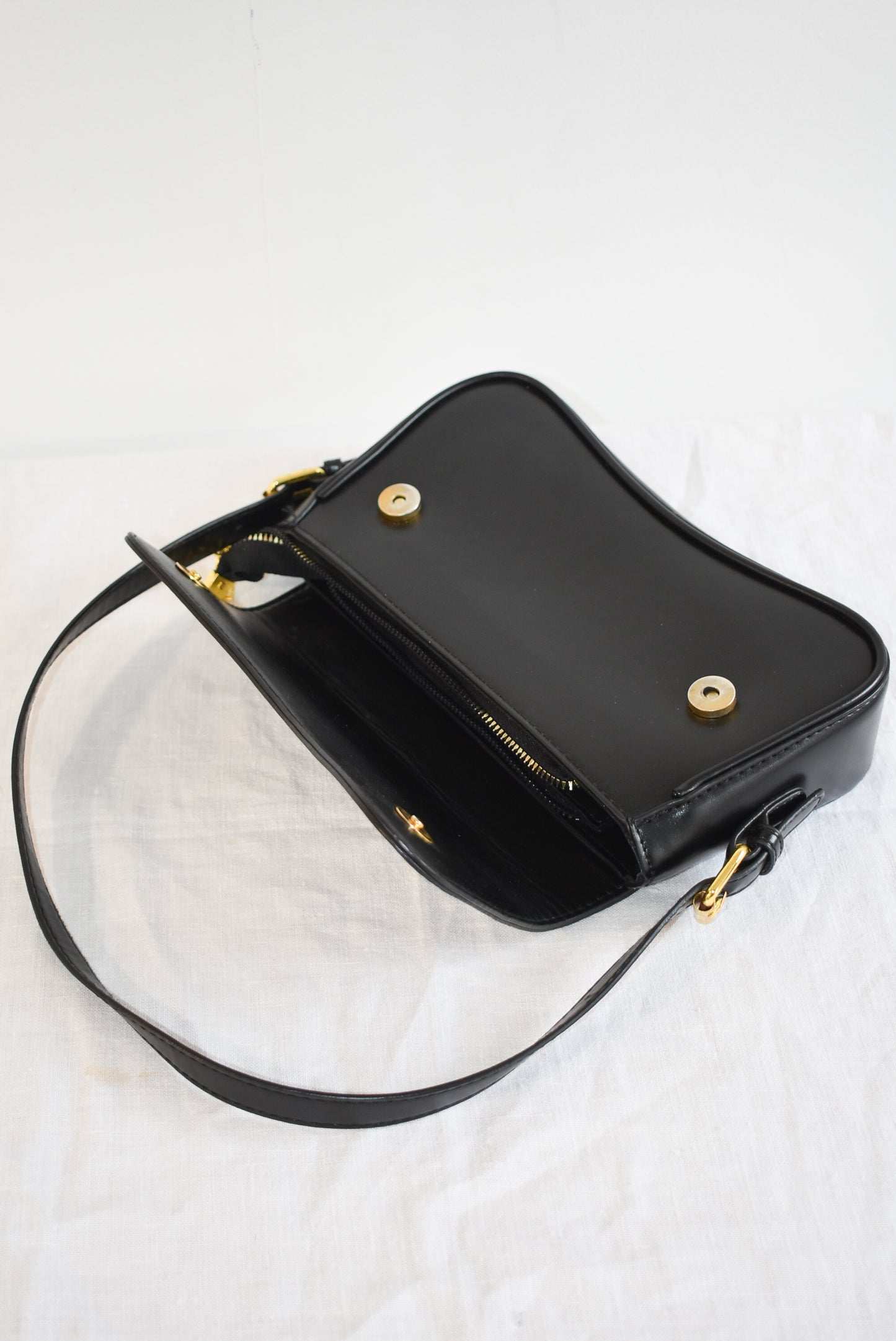 Super cute faux leather black evening bag