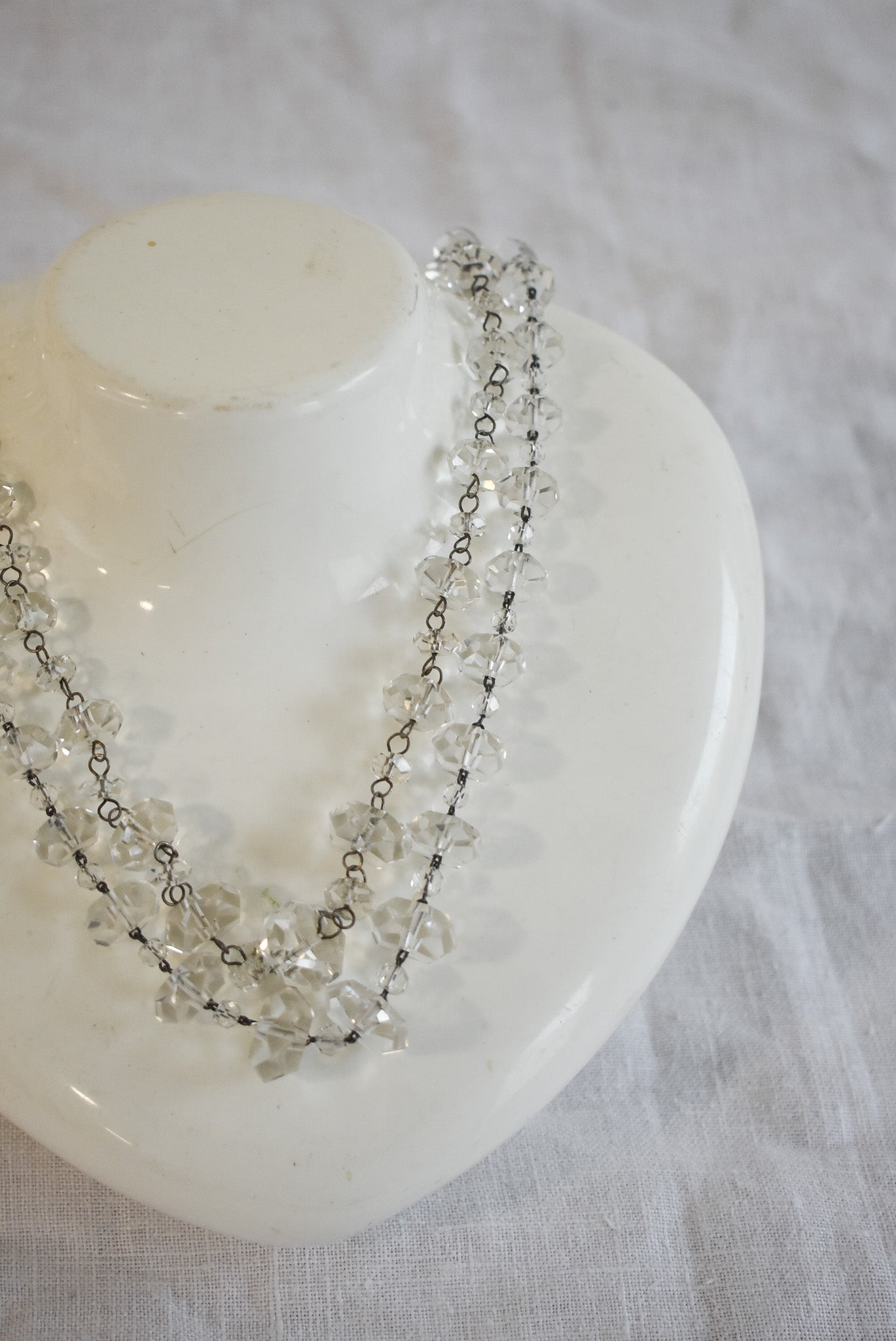 Retro faceted glass rondelle bead necklace