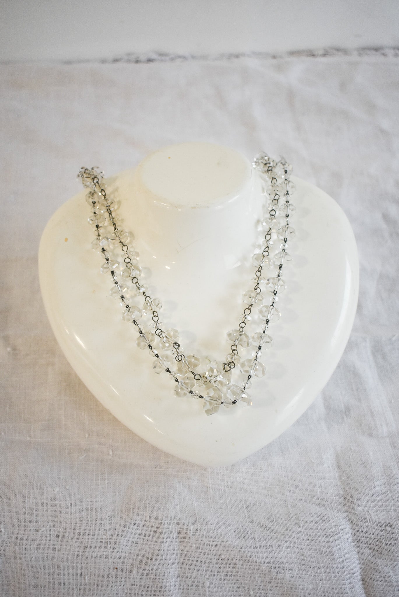 Retro faceted glass rondelle bead necklace