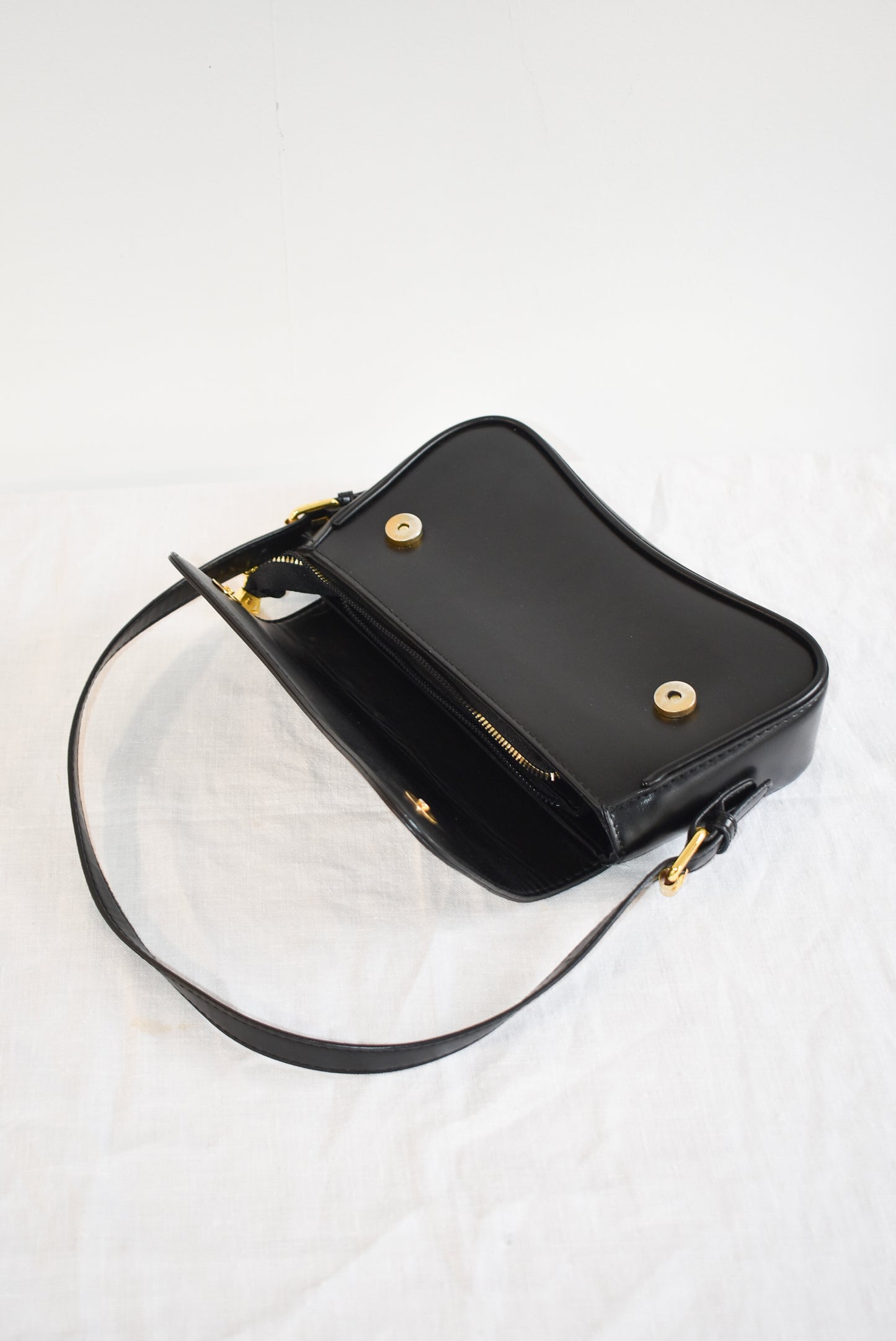 Super cute faux leather black evening bag