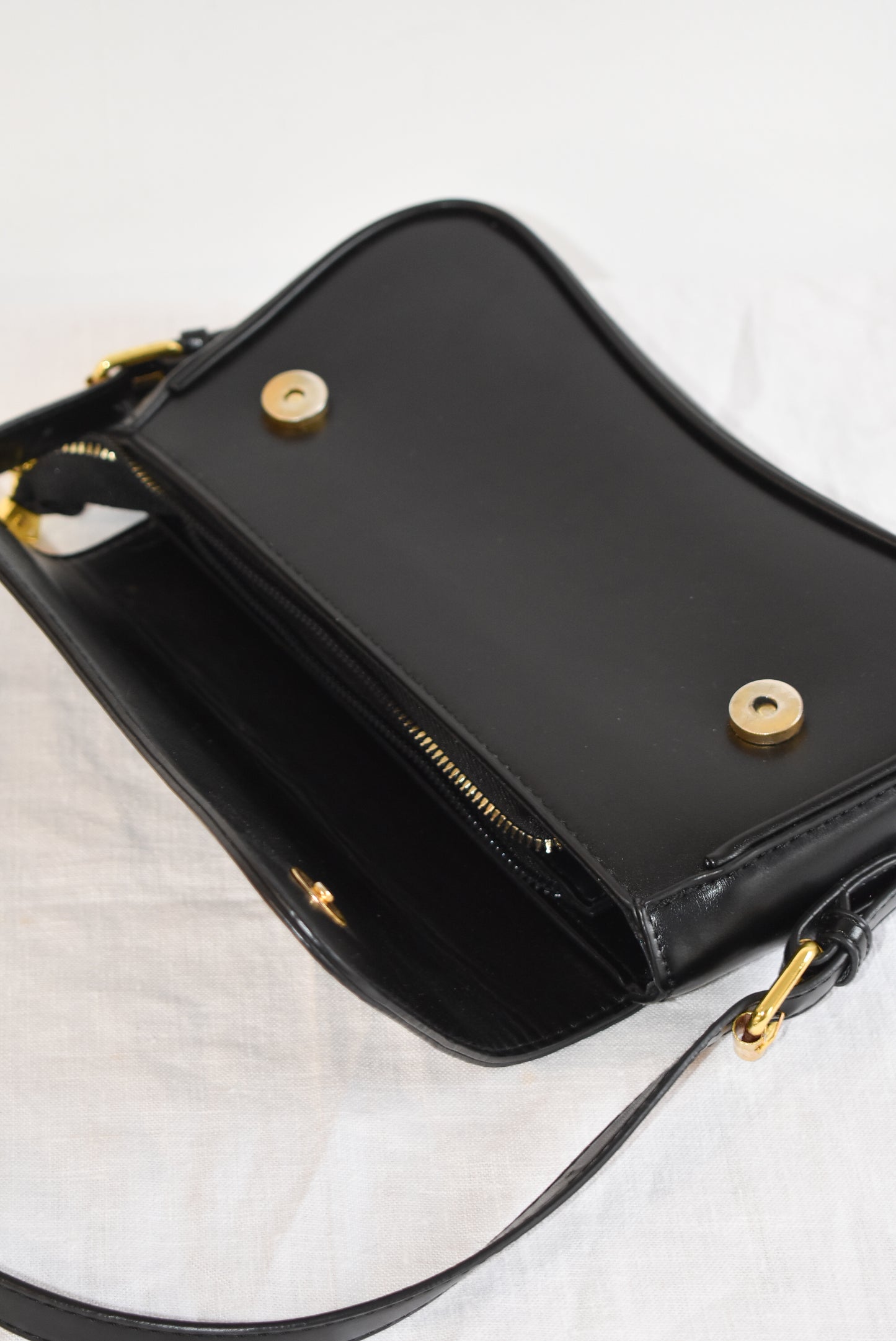 Super cute faux leather black evening bag