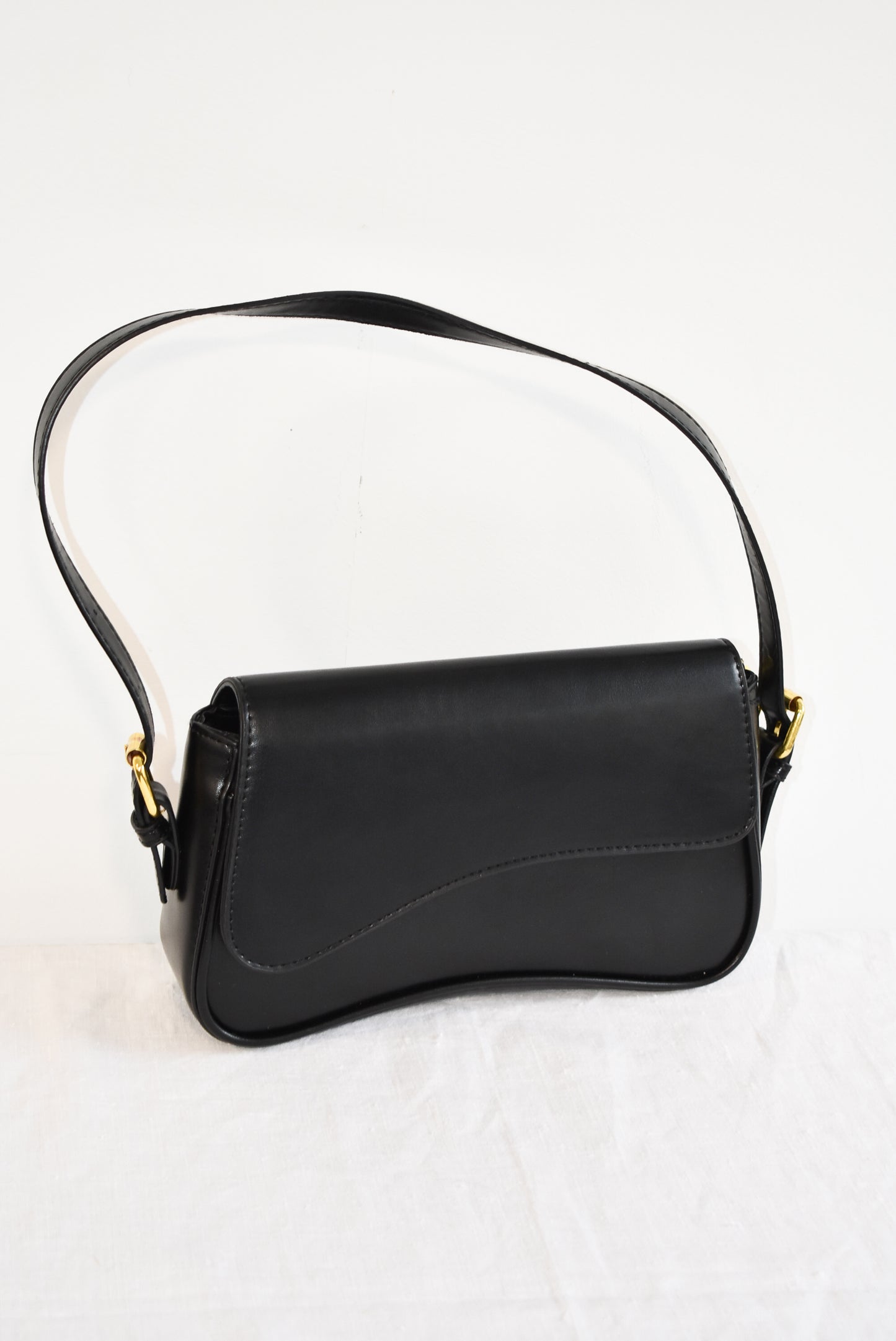 Super cute faux leather black evening bag