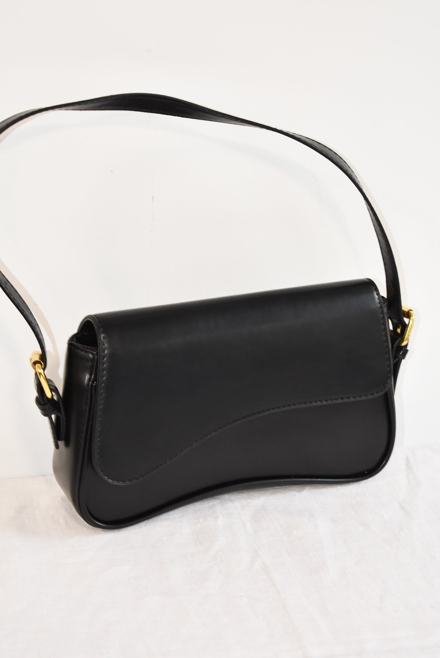 Super cute faux leather black evening bag