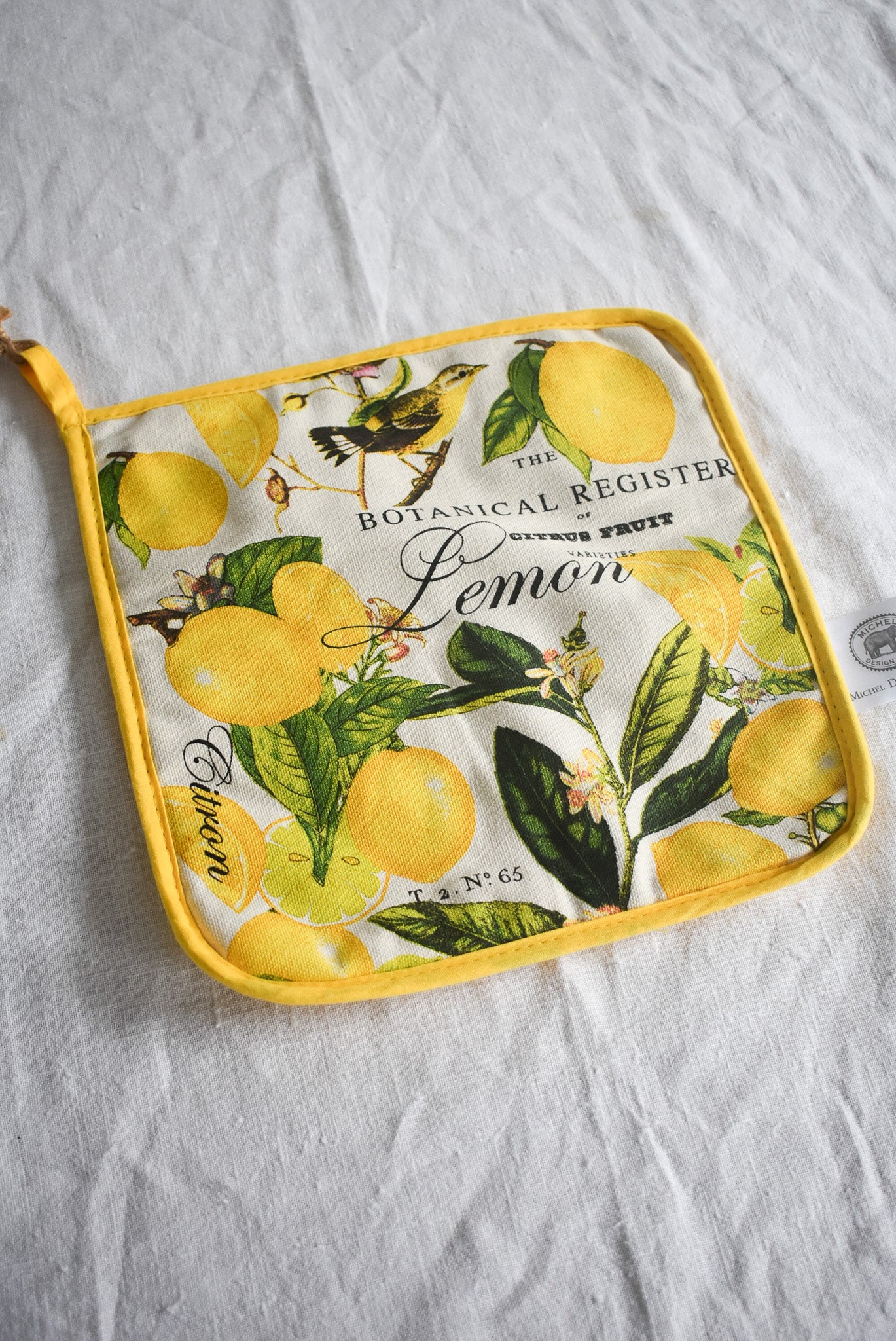 Lemon + Basil potholder, new with tags