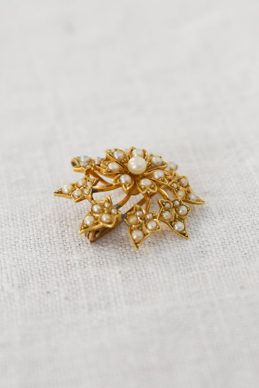 14kt gold and pearls brooch