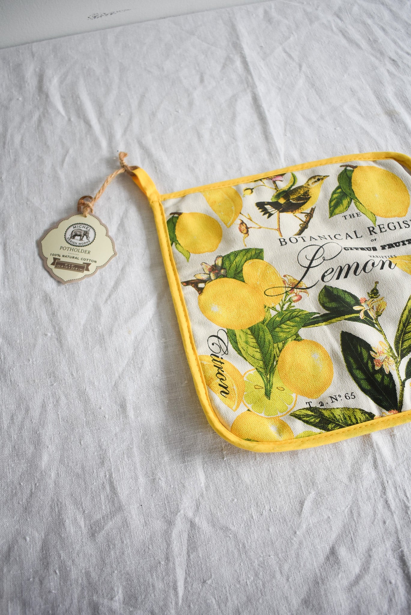 Lemon + Basil potholder, new with tags