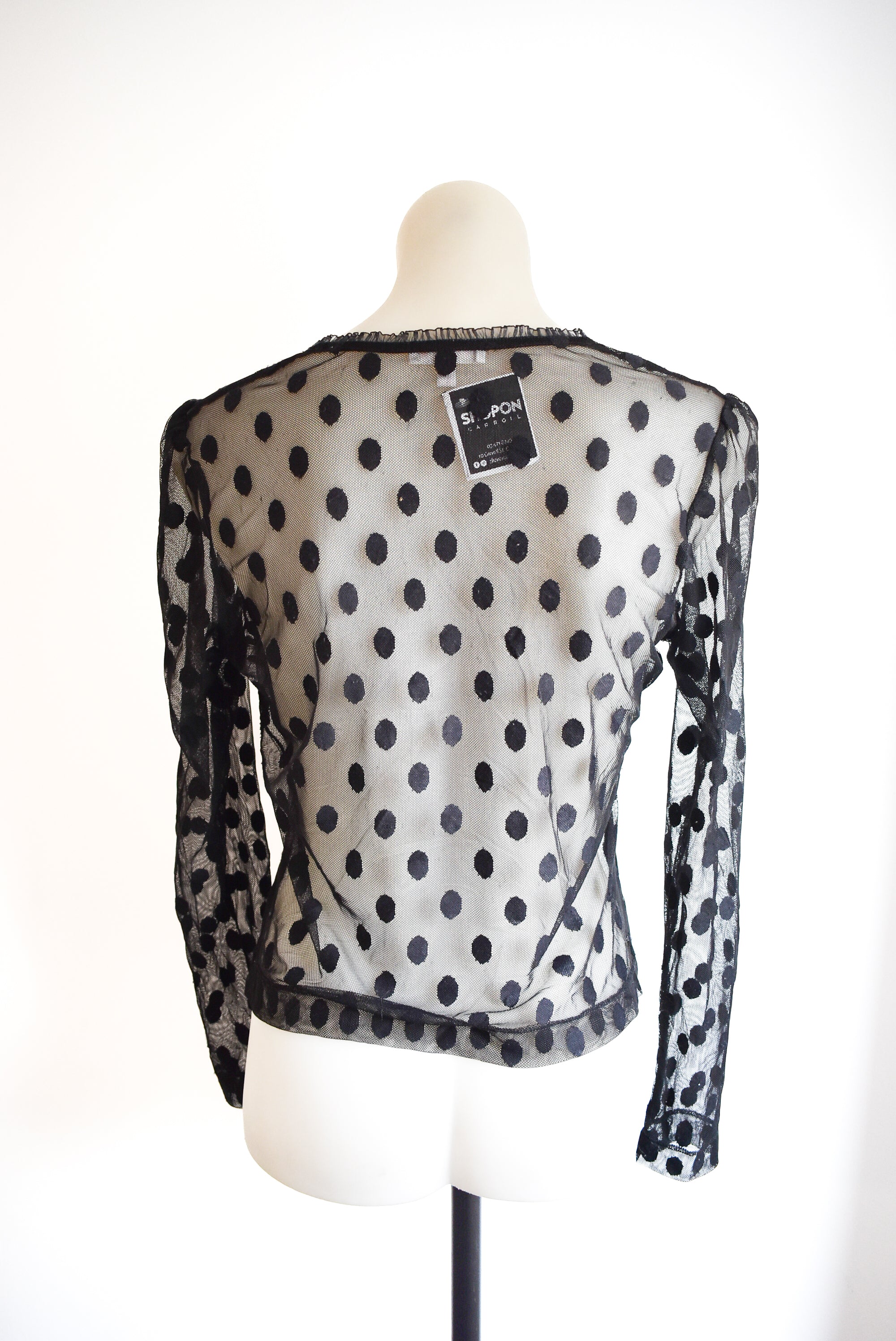 Polka dot mesh top deals