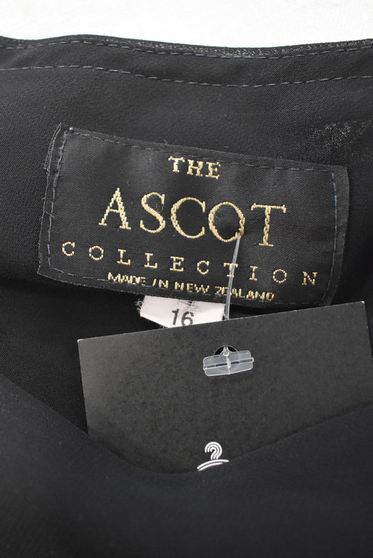 The Ascot Collection NZ made black flowy vest top, 16