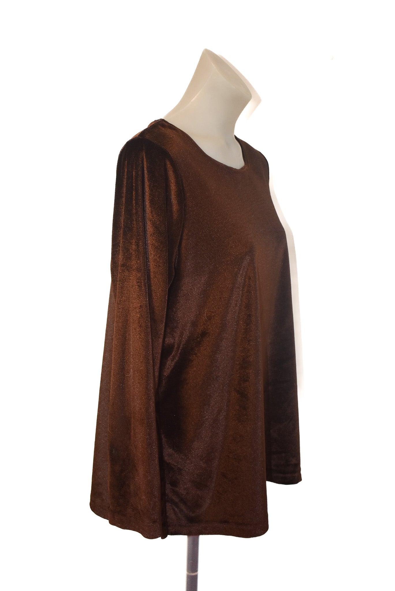 EGO made in NZ 100% Panne velvet brown top, 14