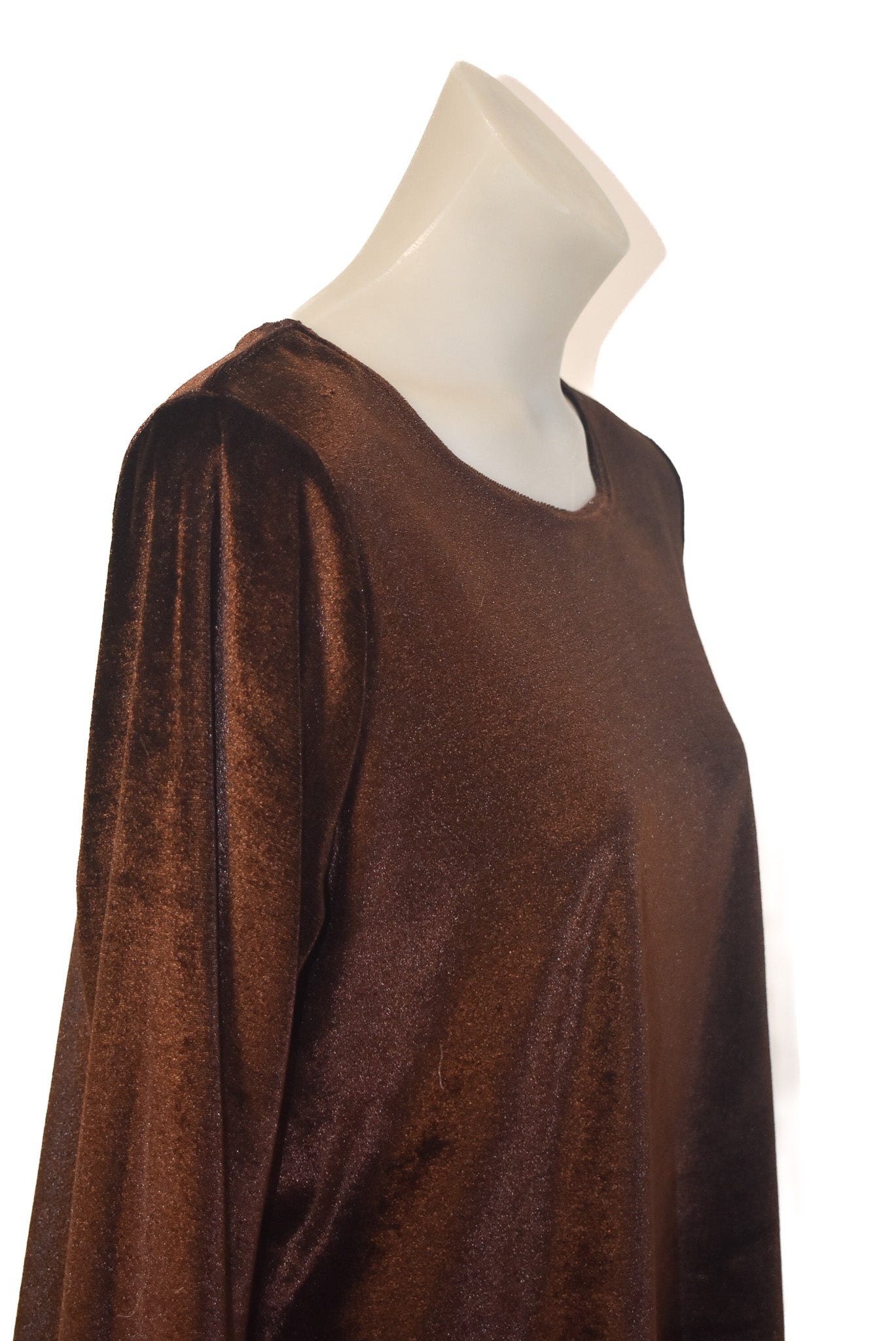 EGO made in NZ 100% Panne velvet brown top, 14