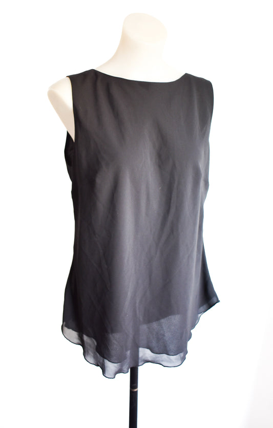 The Ascot Collection NZ made black flowy vest top, 16