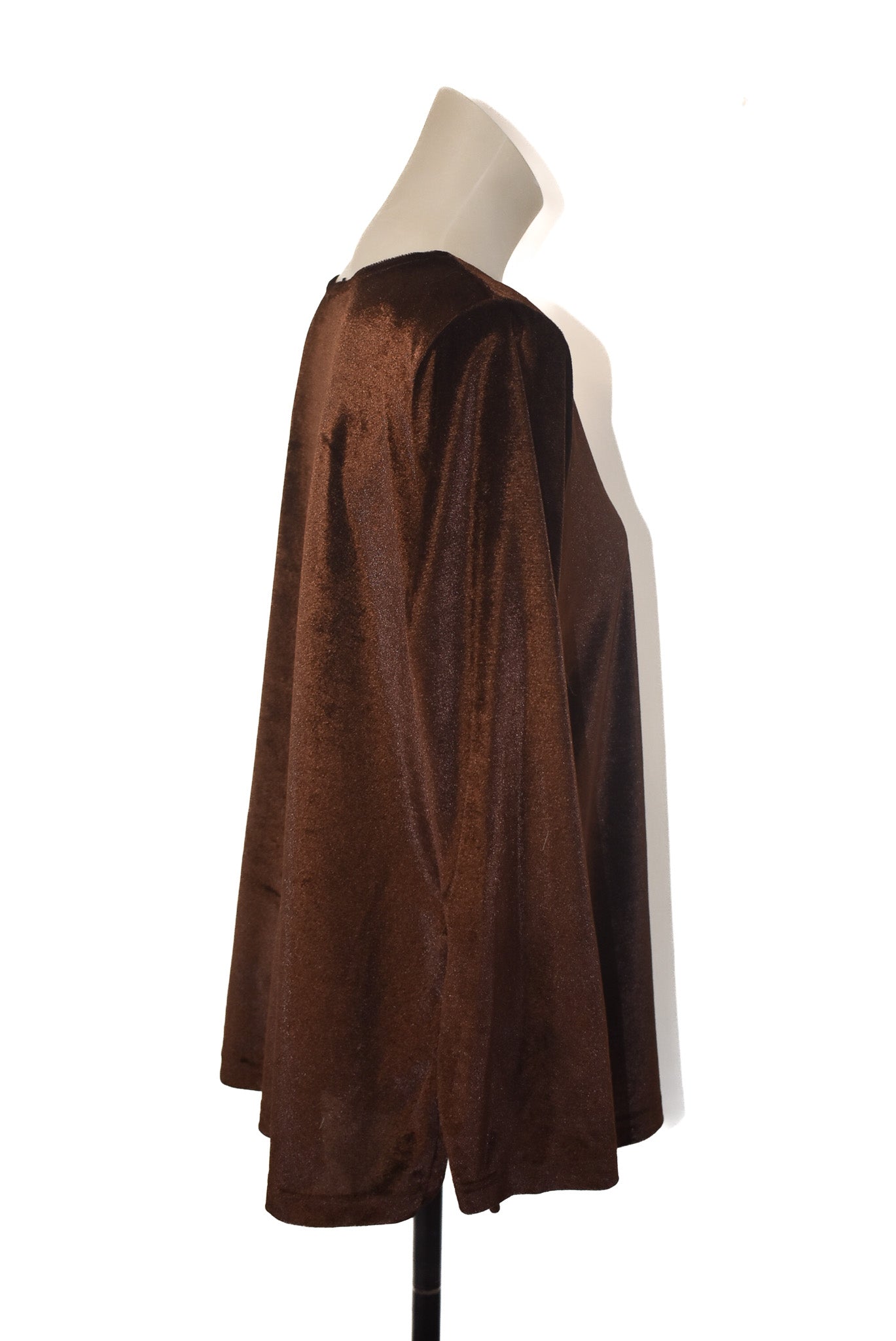 EGO made in NZ 100% Panne velvet brown top, 14