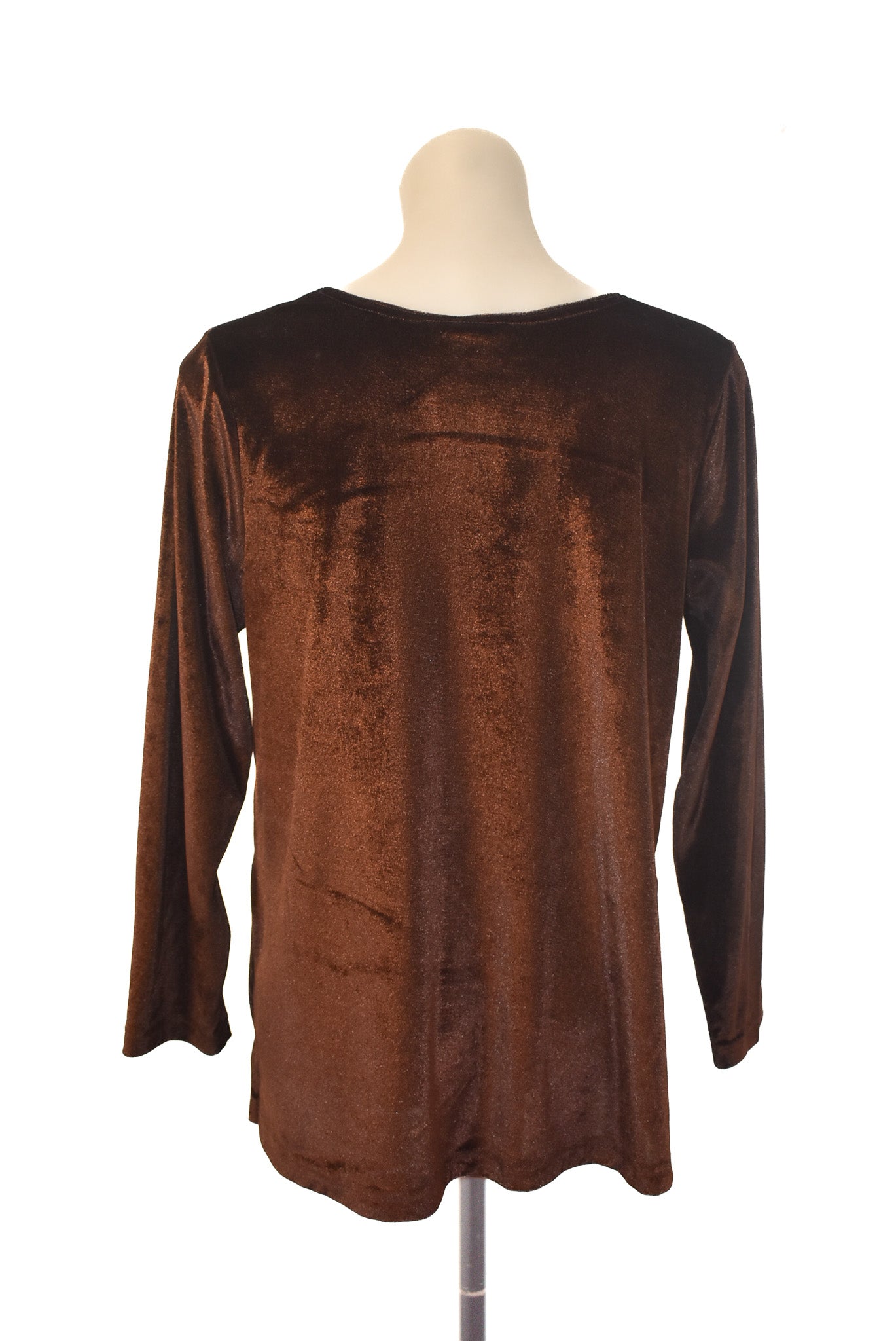 EGO made in NZ 100% Panne velvet brown top, 14