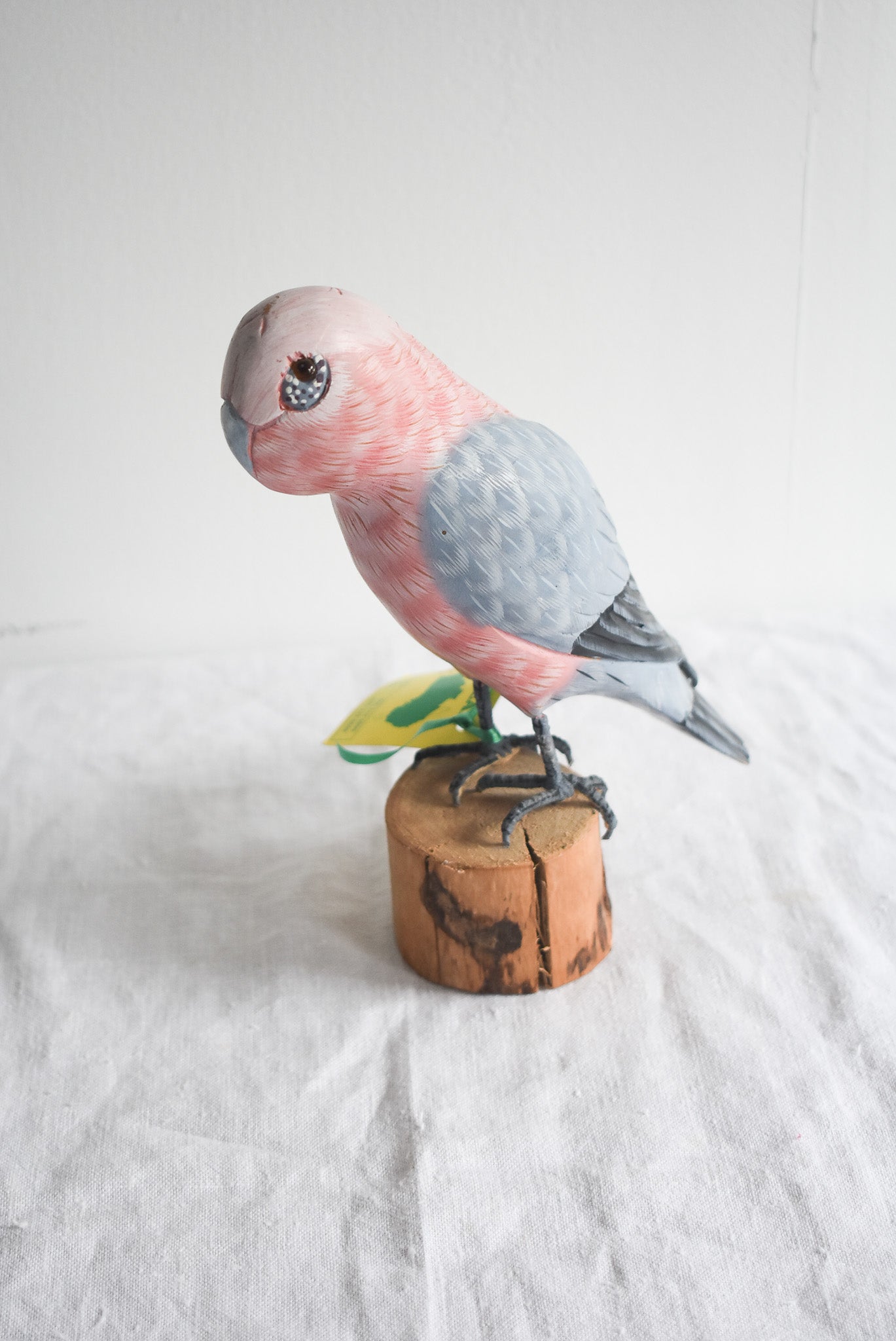 Pink + Grey Galah hand carved wooden Native Australian bird