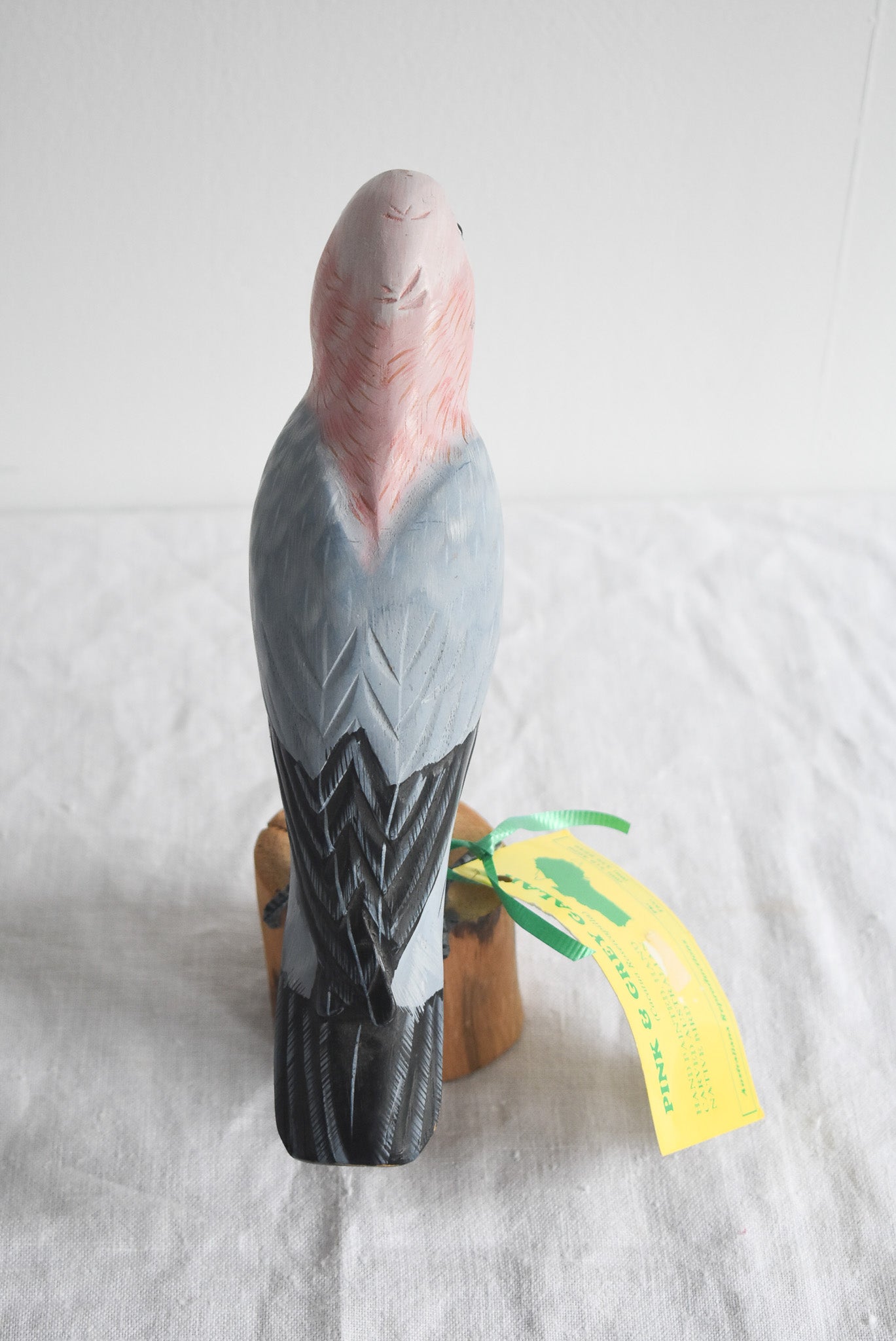 Pink + Grey Galah hand carved wooden Native Australian bird