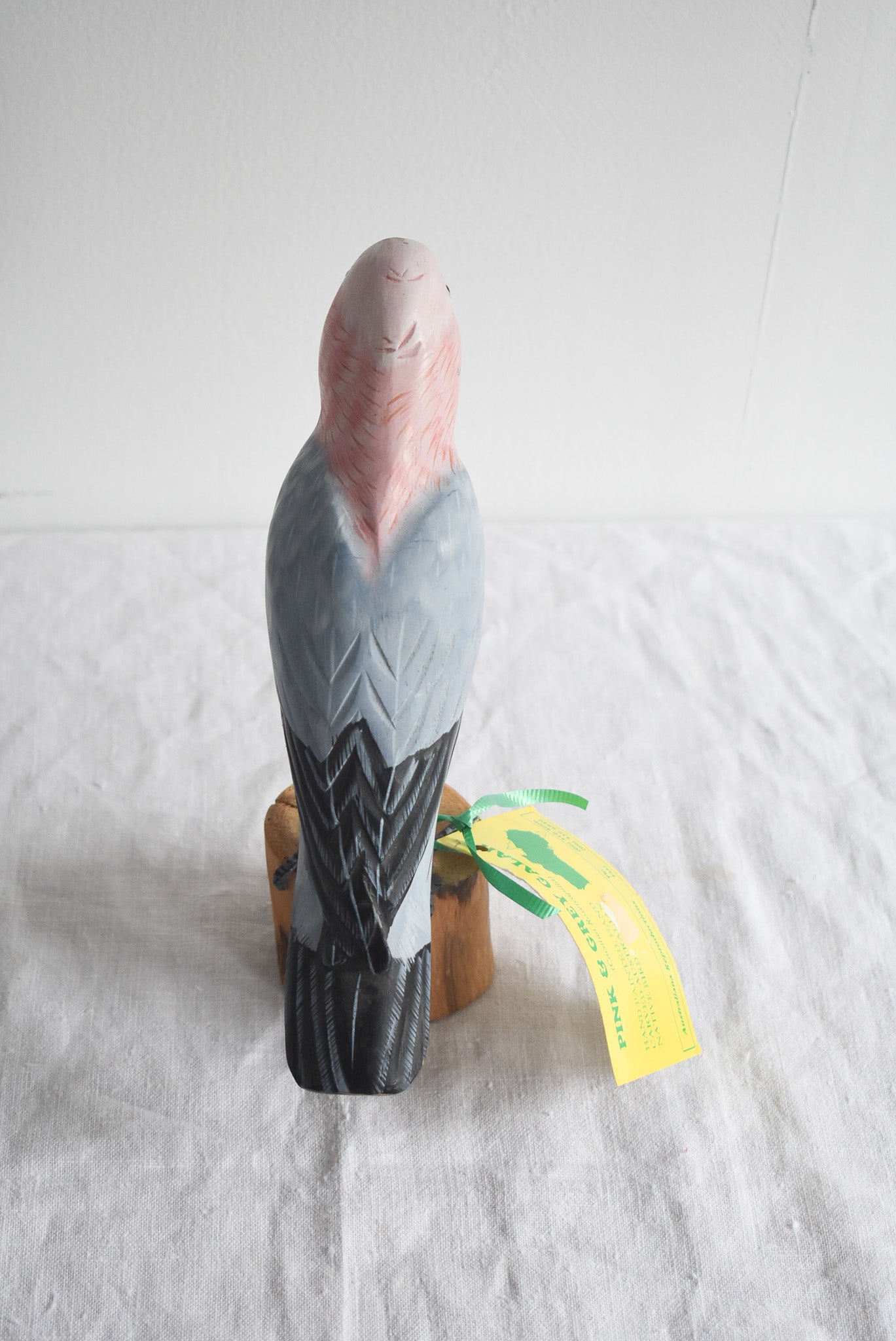 Pink + Grey Galah hand carved wooden Native Australian bird