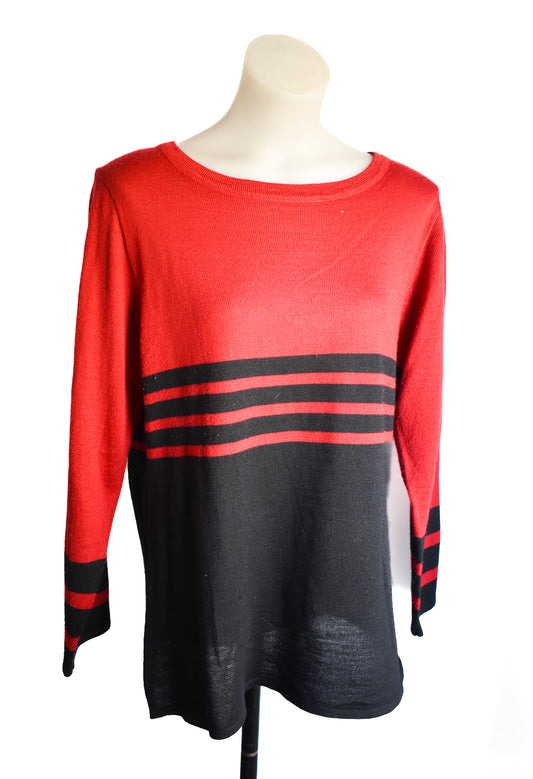 Twin lakes red and black colour block knit jumper, L