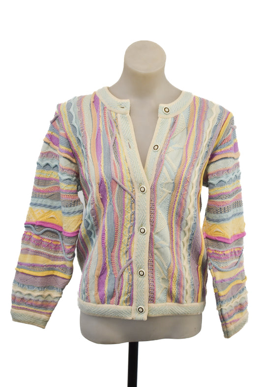 Absolutely sensational Purely Australian colourful coogi merino knit cardigan, XS